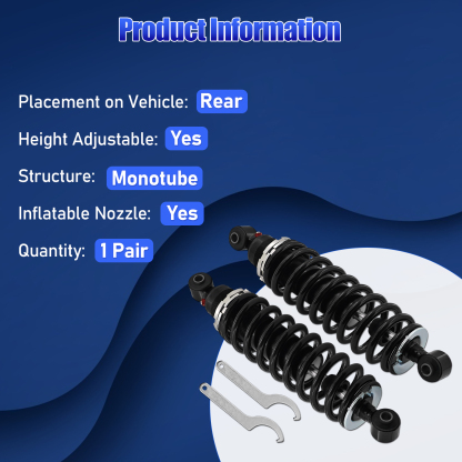 1 Pair Rear Shocks Struts Coil-over Spring Absorbers for John Deere Gator XUV620i, XUV850D 2007-2010; 2004-2020 Gator HPX