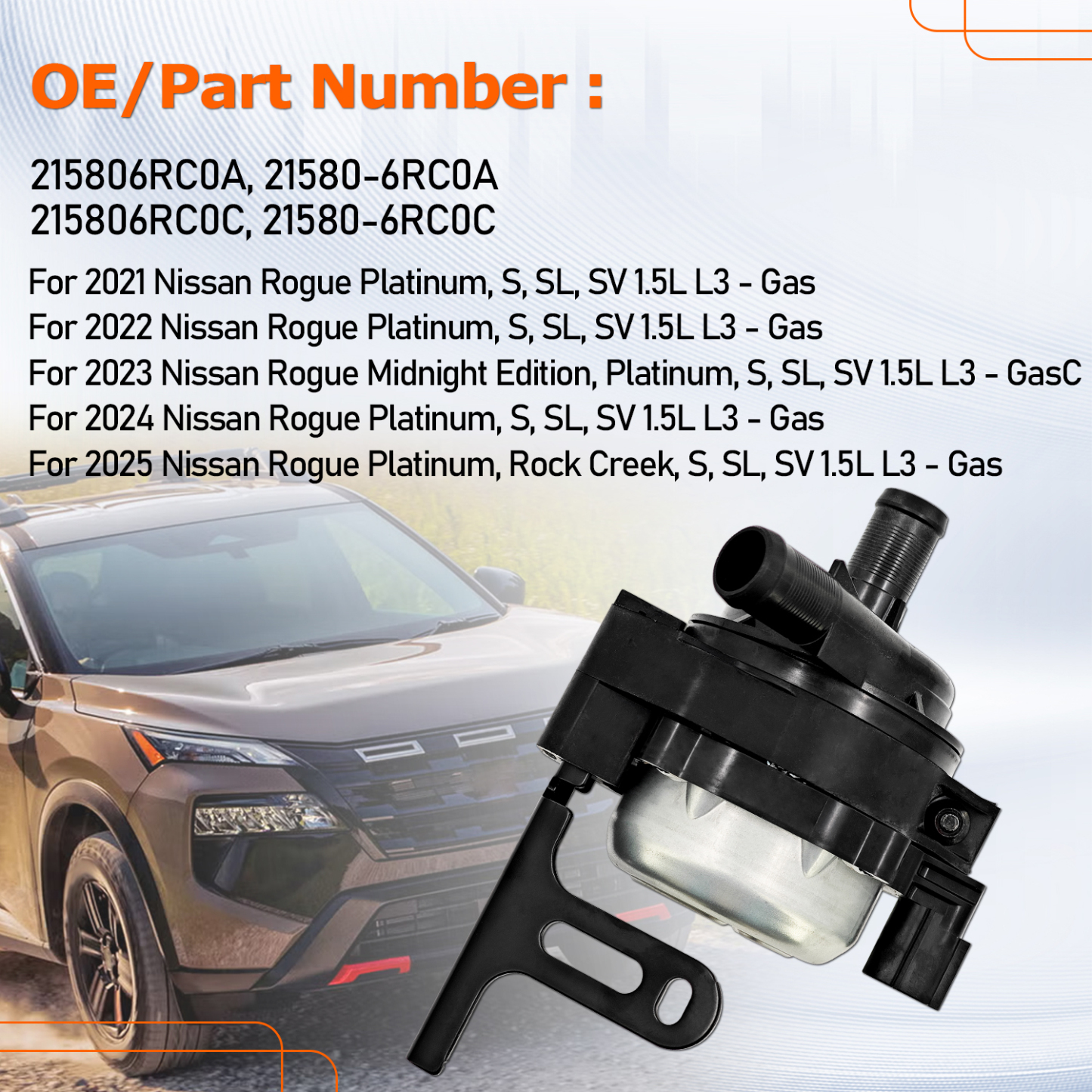 Cooling Water Pump Compatible with 2021-2024 Nissan Rogue