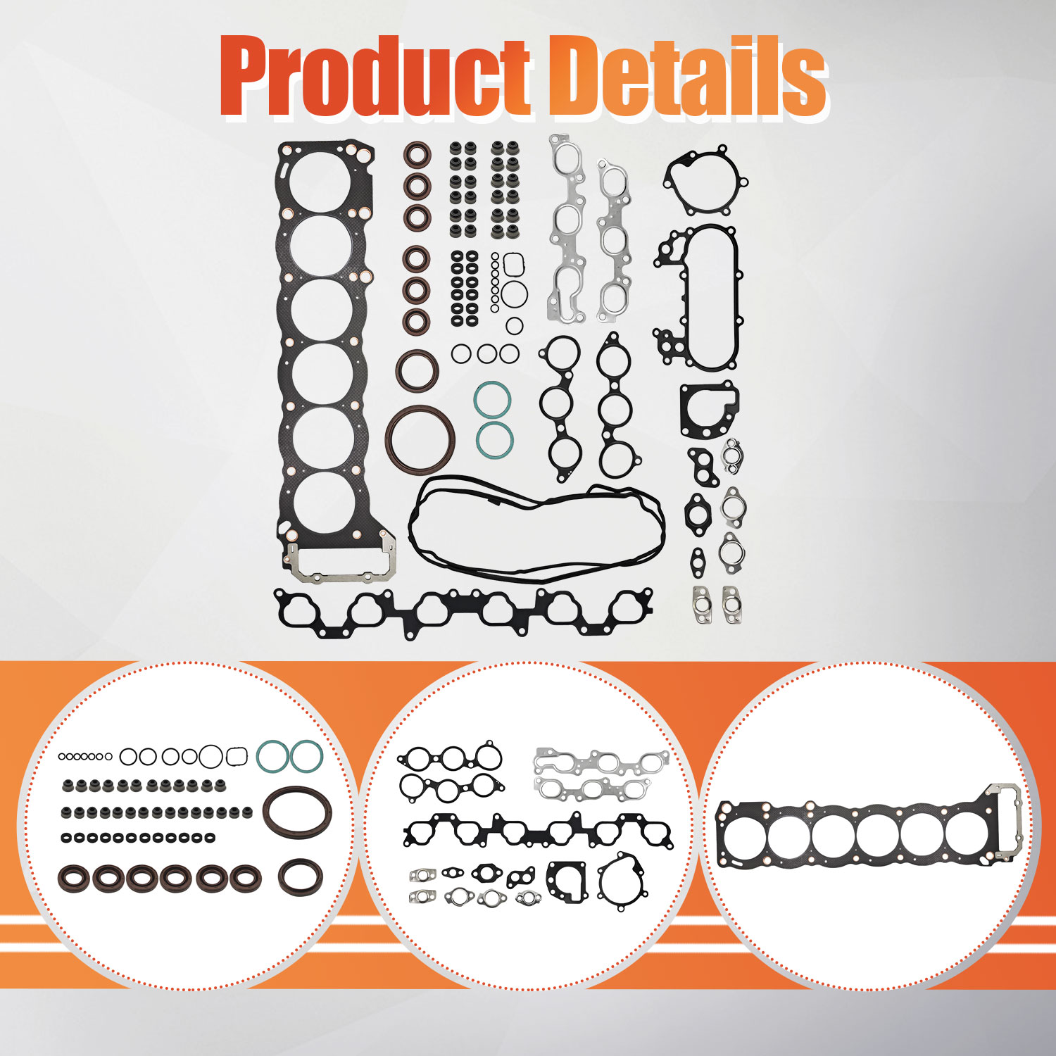 Engine Gasket Kit for Lexus LX450 4.5L 1996-1997 for Toyota Land Cruiser 1993-1997 4.5L L6 24V DOHC 4477cc FJZ80 1FZ