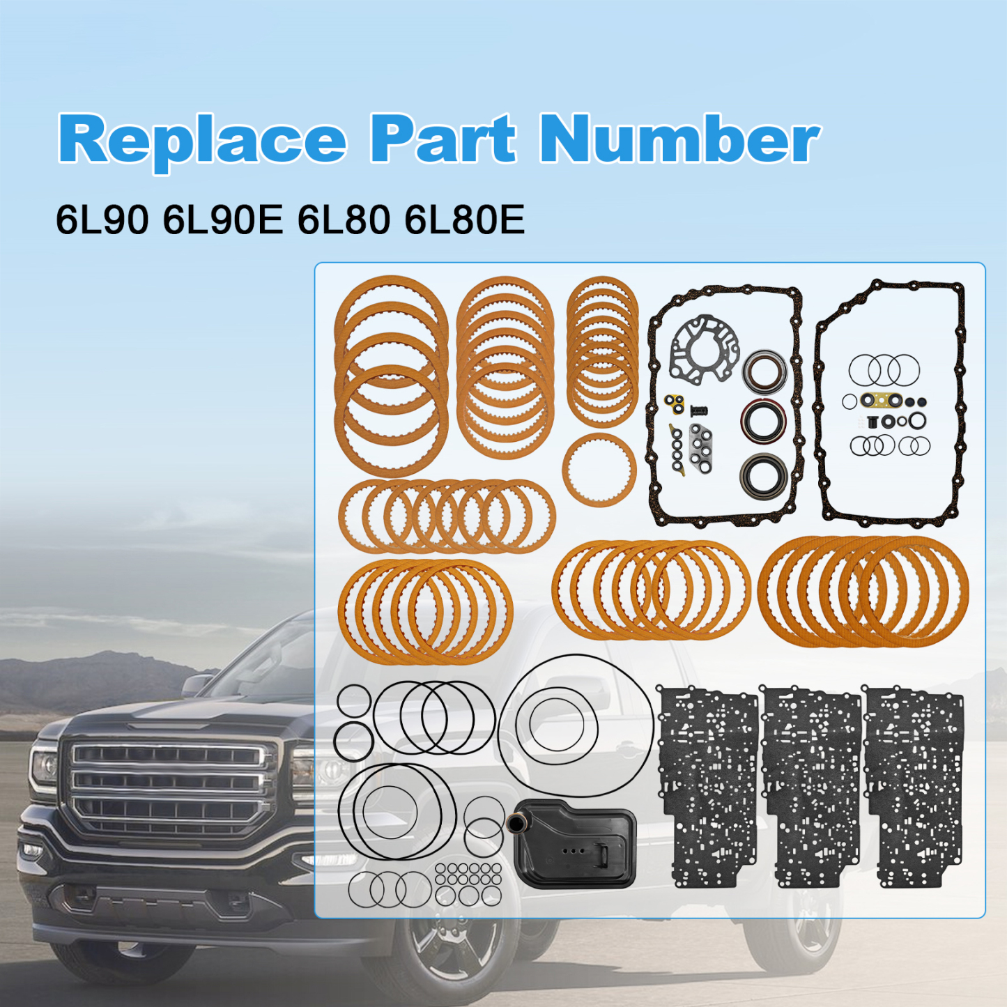 6L80E 6L90E Transmission Master Rebuild Overhaul Kit w/Filter Replacement for Escalade, Chevy Silverado/Suburban, GMC Sierra/Savana/Yukon, Hummer H2 06-18