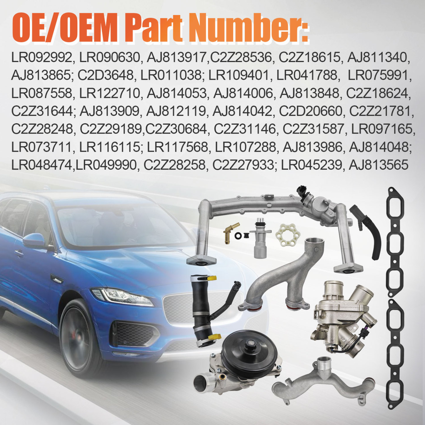 Cooling System Upgrade Kit Fit for Jaguar Land Rover 3.0L V6 2013-2021 Supercharged Engine