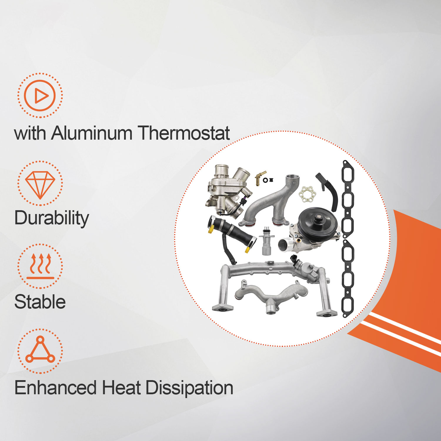 Cooling System Upgrade Kit Fit for Jaguar Land Rover 3.0L V6 2013-2021 Supercharged Engine