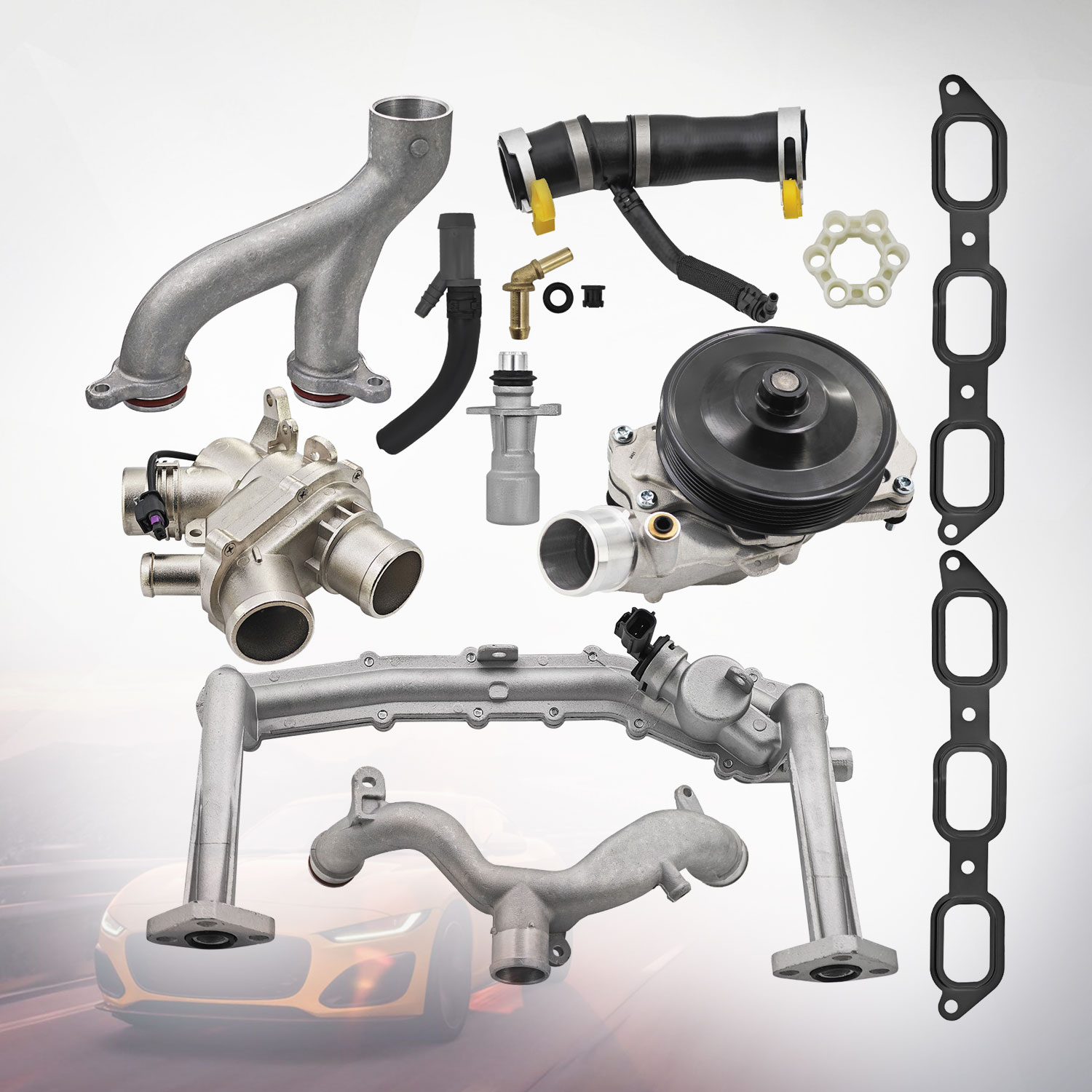 Cooling System Upgrade Kit Fit for Jaguar Land Rover 3.0L V6 2013-2021 Supercharged Engine