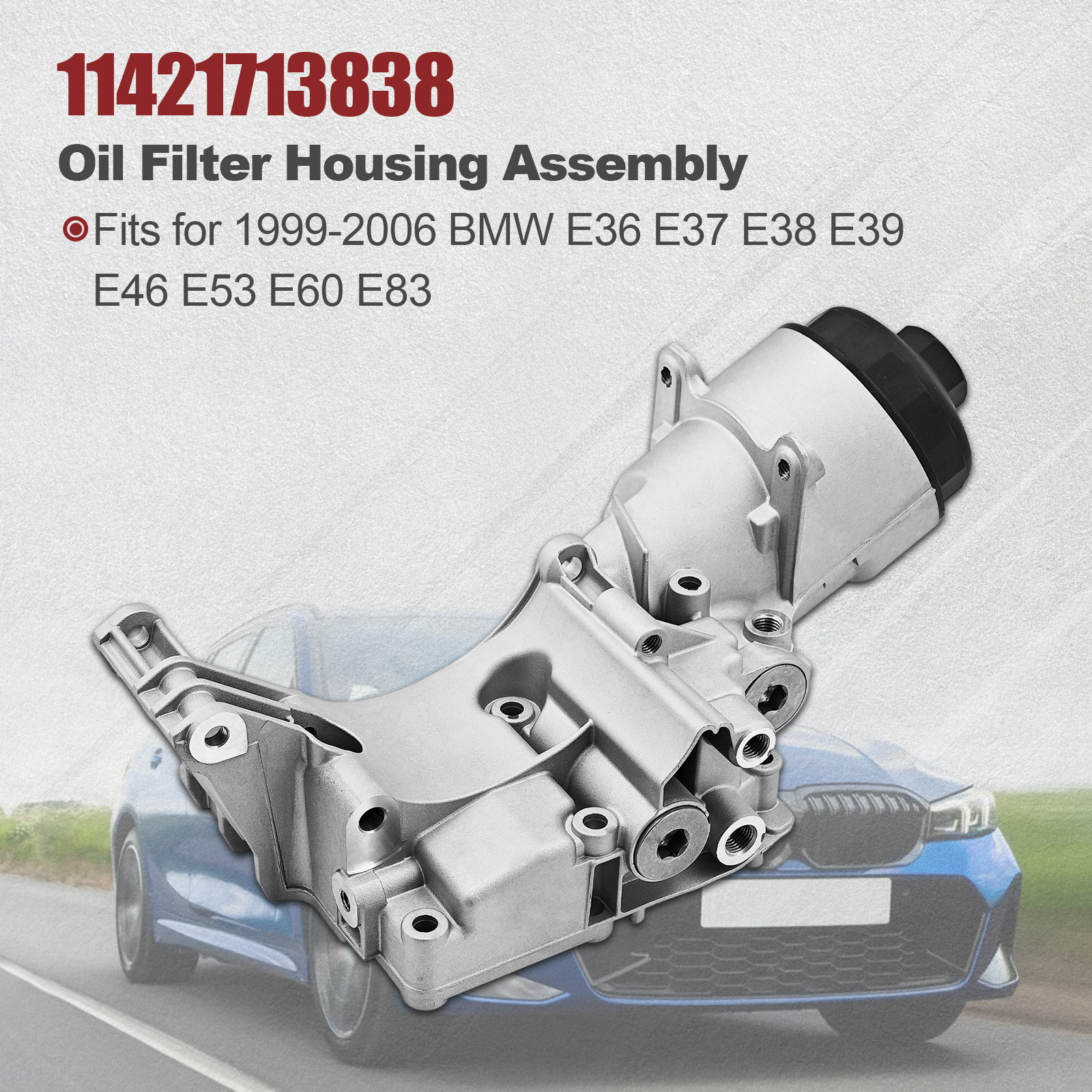 Oil Filter Housing Assembly Compatible with BMW 1999-2006 320i 323Ci 323i 325Ci 325i 325xi 328Ci 328i 330Ci 330i 330xi X5 525i 528i 530i X3 Z3 Z4 2.2L 2.5L 2.8L 3.0L