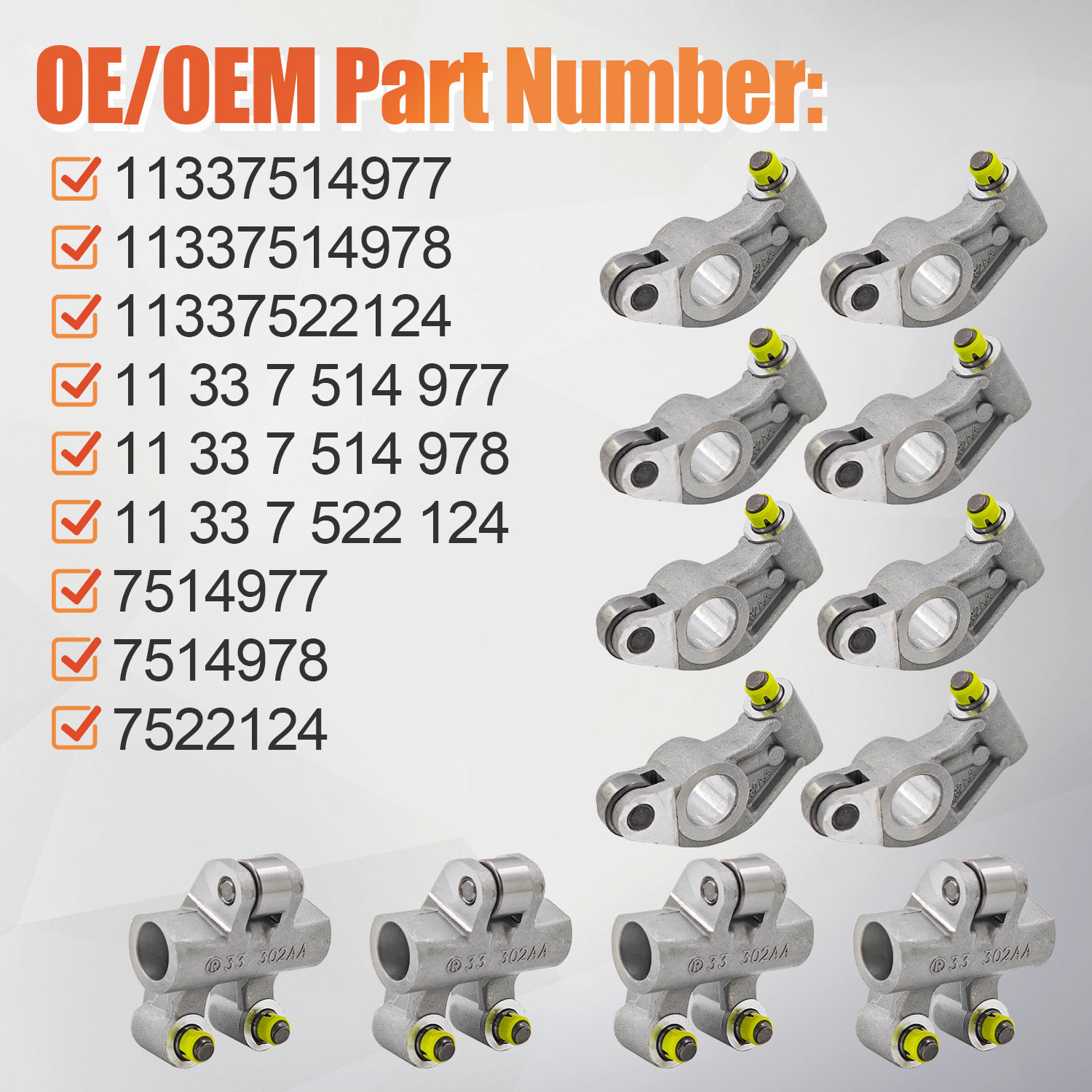 Rocker Arms Kit for Mini R50 R52 R53 Chrysler PT Cruiser Neon II 1.6L 2001-2010