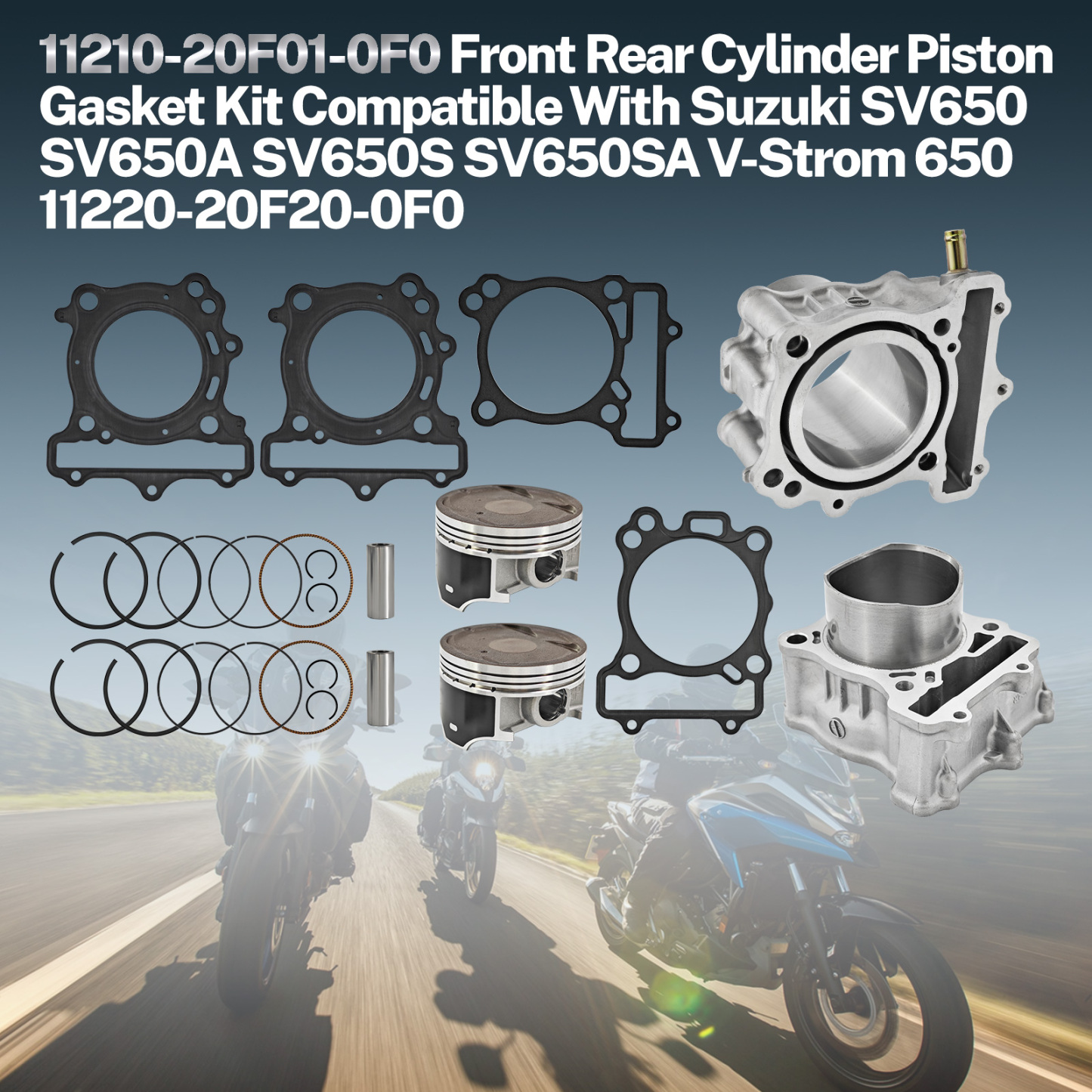 Front & Rear Cylinder Piston Gasket Kit fit for Suzuki SV650 SV650A SV650S SV650SA V-Strom DL650 DL650A DL650AL1 DL650L1