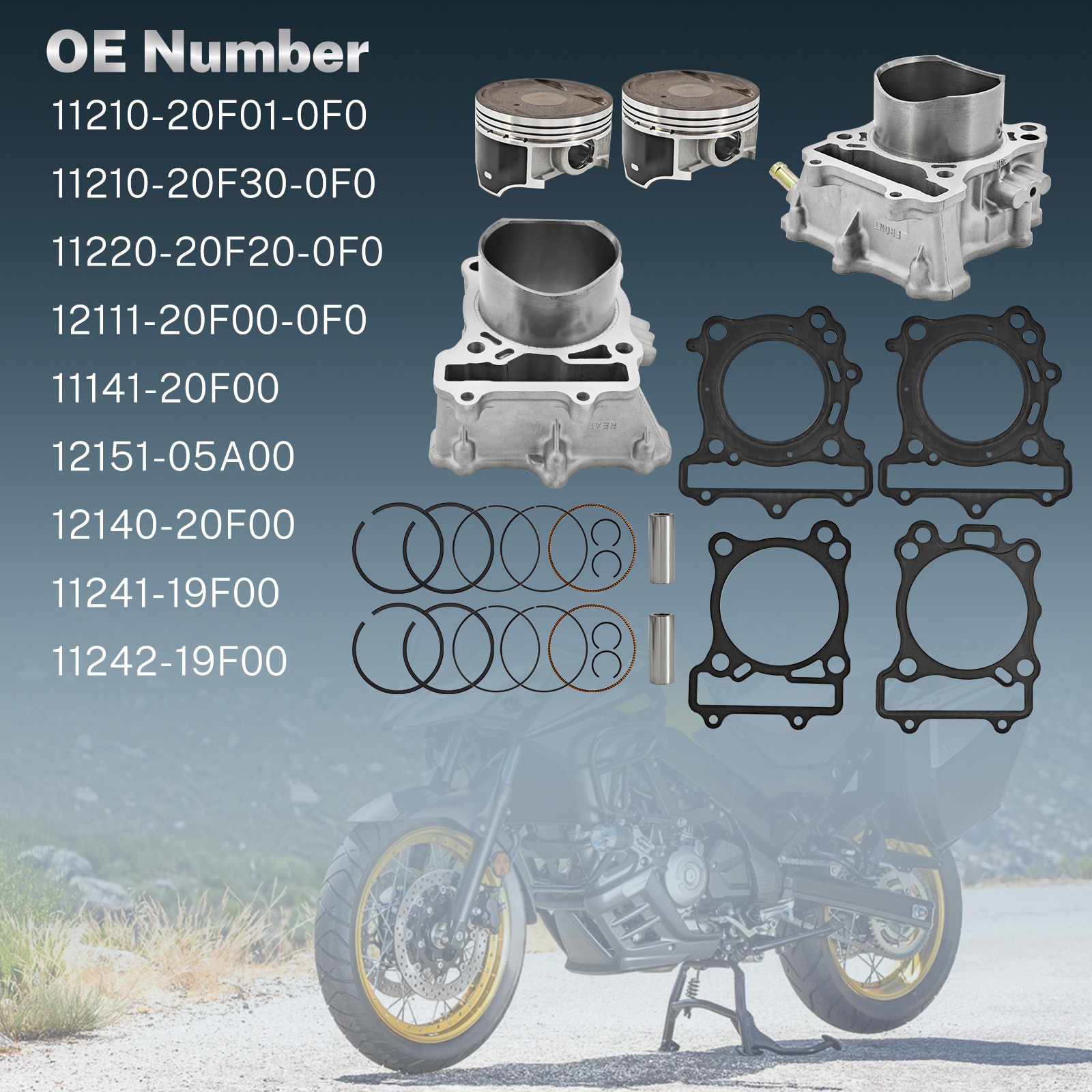 Front & Rear Cylinder Piston Gasket Kit fit for Suzuki SV650 SV650A SV650S SV650SA V-Strom DL650 DL650A DL650AL1 DL650L1