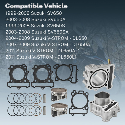 Front & Rear Cylinder Piston Gasket Kit fit for Suzuki SV650 SV650A SV650S SV650SA V-Strom DL650 DL650A DL650AL1 DL650L1