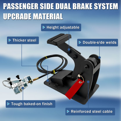 Universal Passenger Side Dual Brake for Driving Instructor Vehicles, Pedal Height Adjustable, Right Hand Drive Conversion Kit w/Safety Lock Pin & Return Springs ACAR-B1