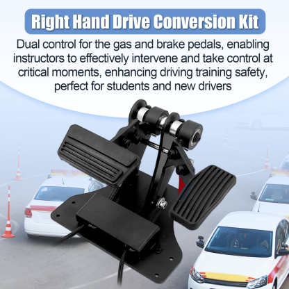 Right Hand Drive Conversion Kit with Dual Gas & Brake Pedals | Universal Passenger Side Control System for Driver Training Vehicles