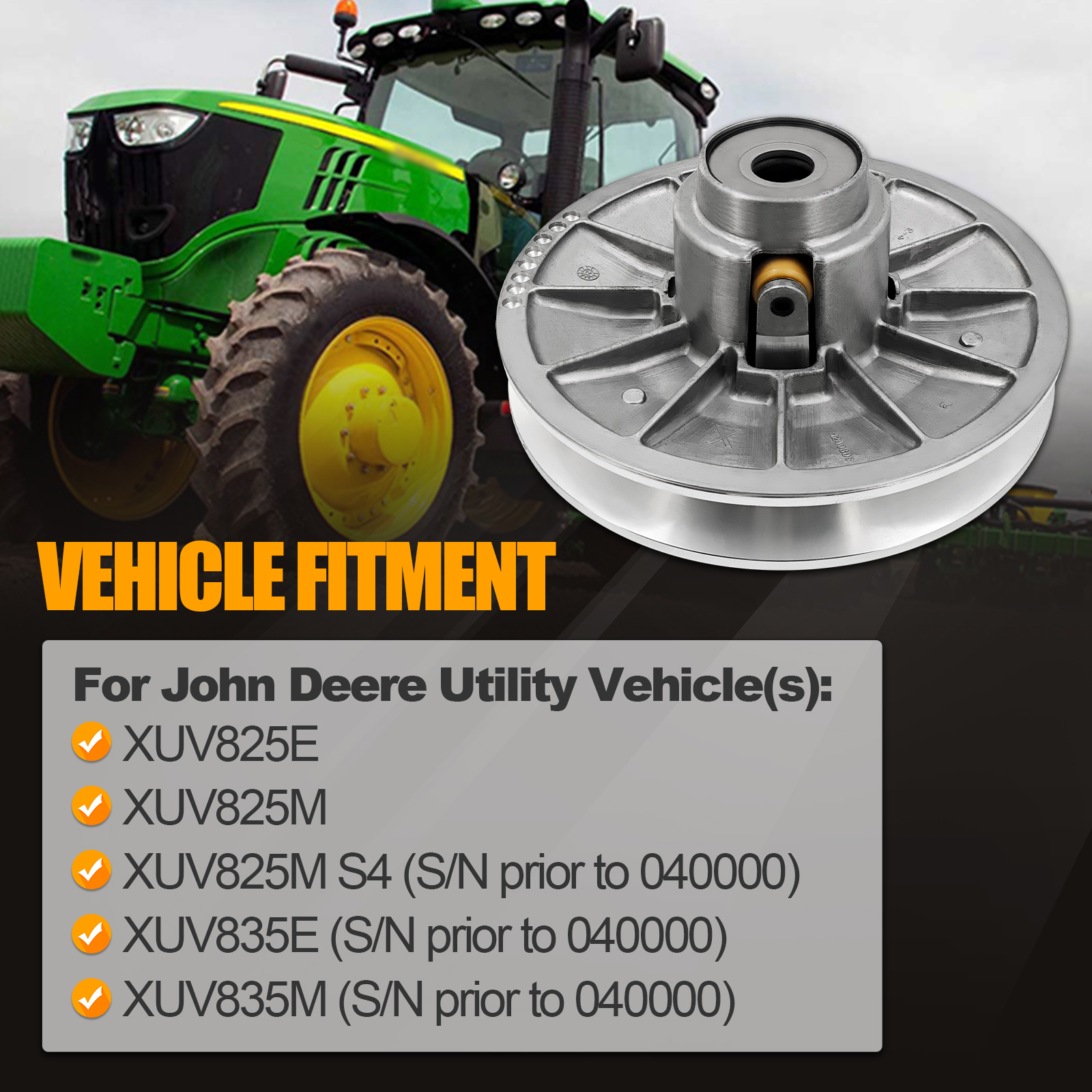 Secondary Driven Clutch Assembly AUC11989 fit for John Deere Utility Vehicles XUV825E XUV825M XUV825M S4 XUV835E XUV835M