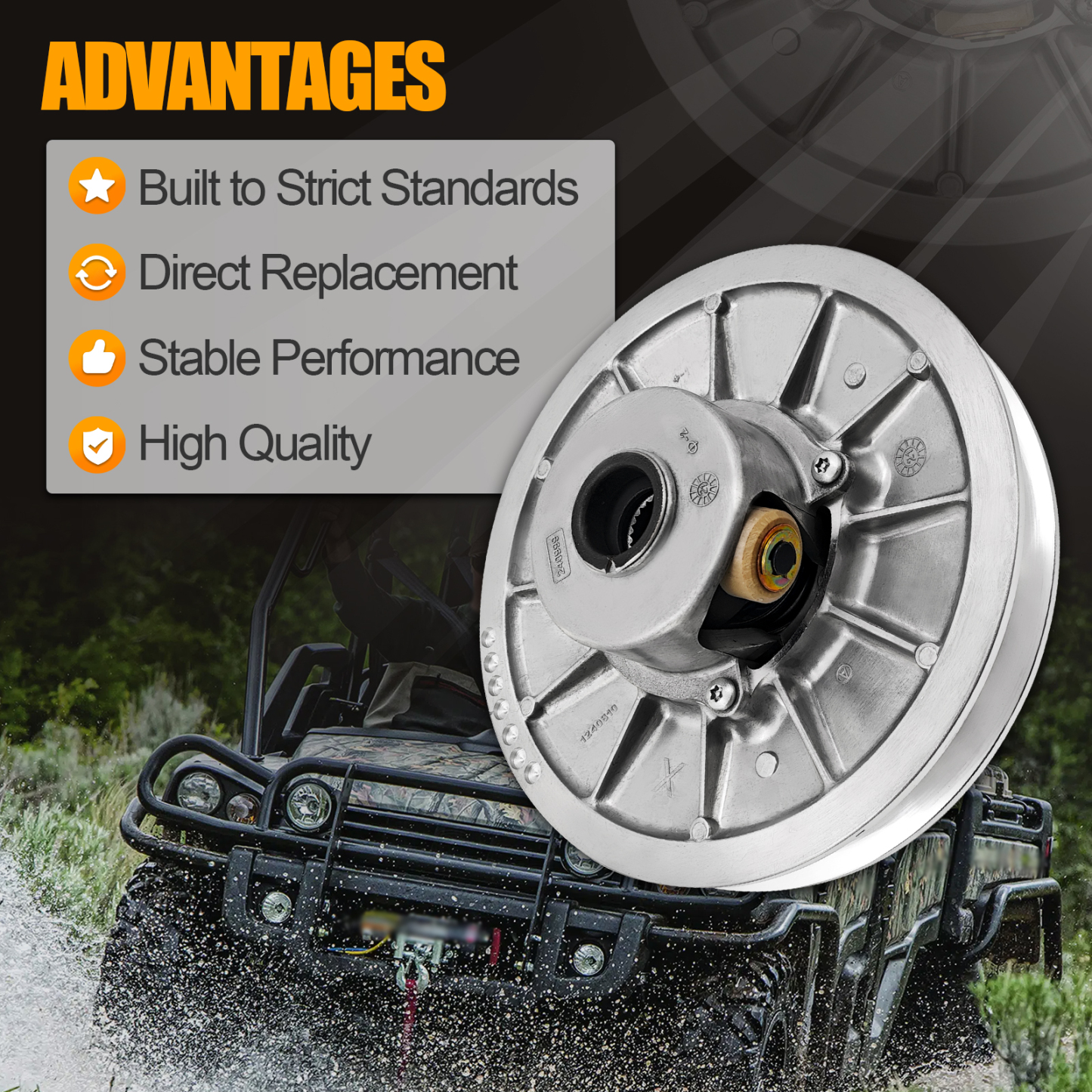 Secondary Driven Clutch Assembly AUC11989 fit for John Deere Utility Vehicles XUV825E XUV825M XUV825M S4 XUV835E XUV835M