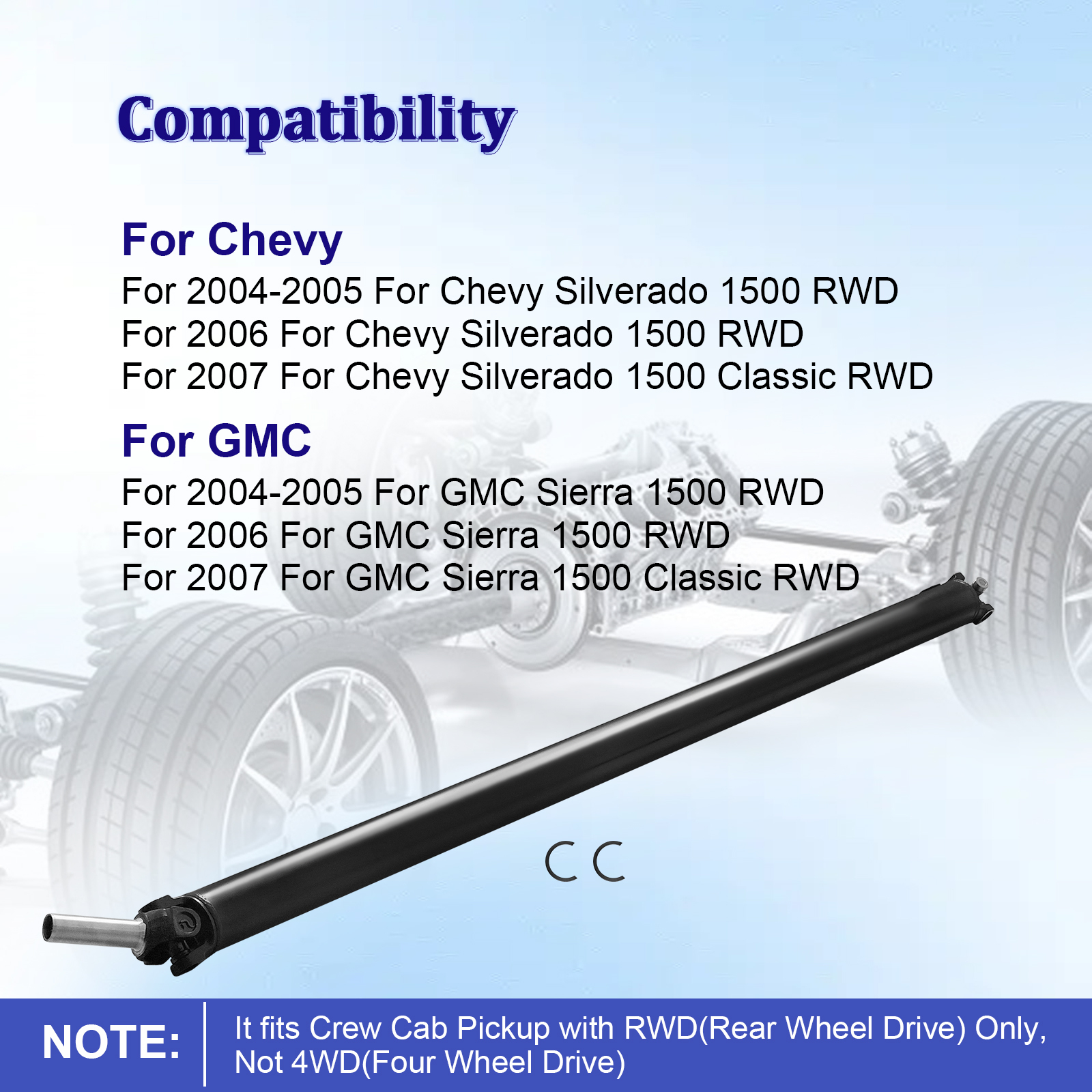 Rear Drive Shaft Compatible with Chevy Silverado 1500 2004-2007 Fits for GMC Sierra 1500 2004-2007