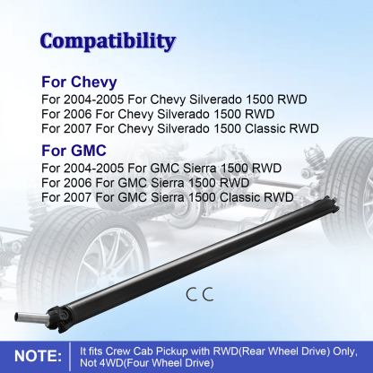 Rear Drive Shaft Compatible with Chevy Silverado 1500 2004-2007 Fits for GMC Sierra 1500 2004-2007