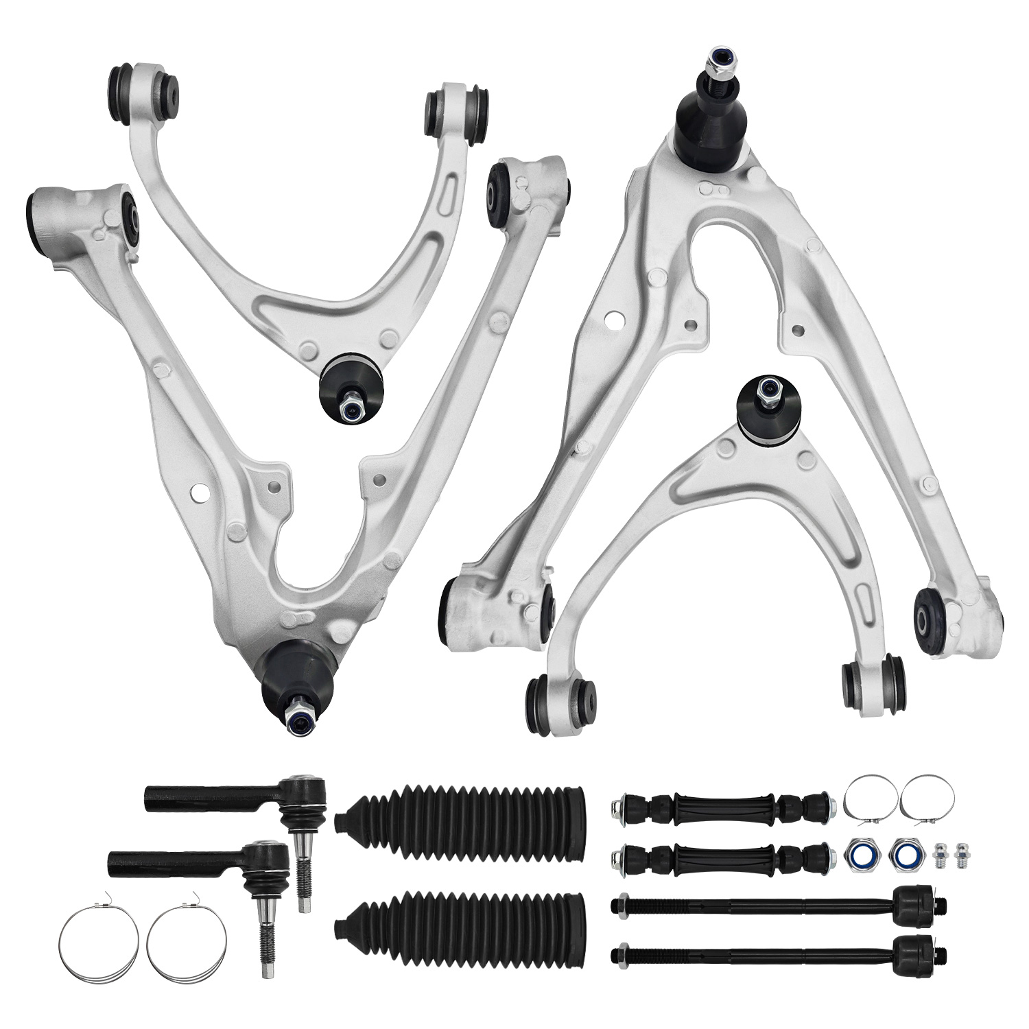 12 PCS Suspension Kit fit for Cadillac Escalade, Chevy Silverado 1500 Tahoe, GMC Sierra 1500 Yukon 2015-2016, includes Front Lower Upper Control Arms w/Sway Bar Tie Rods End Links Kits