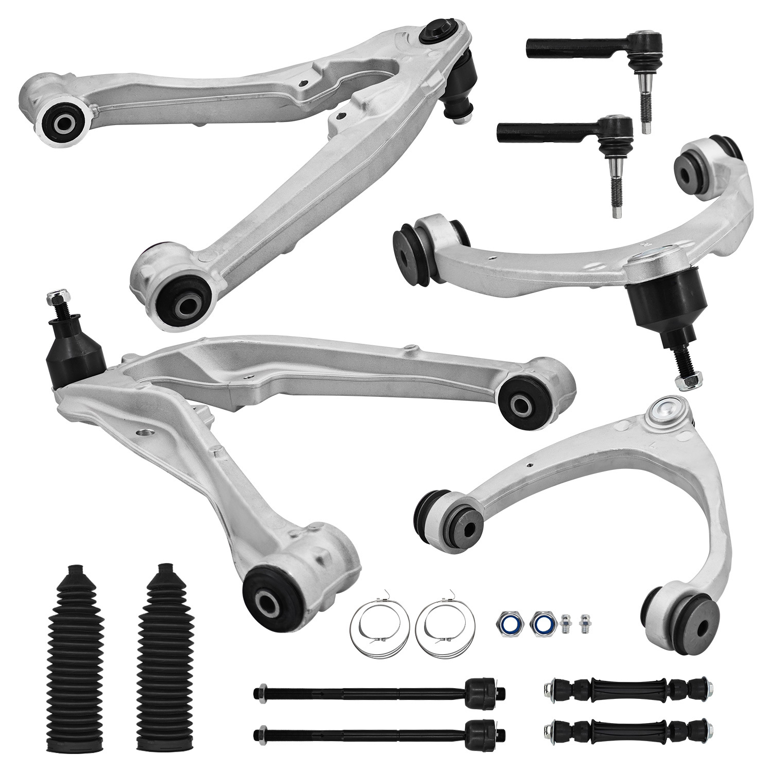 12 PCS Suspension Kit fit for Cadillac Escalade, Chevy Silverado 1500 Tahoe, GMC Sierra 1500 Yukon 2015-2016, includes Front Lower Upper Control Arms w/Sway Bar Tie Rods End Links Kits