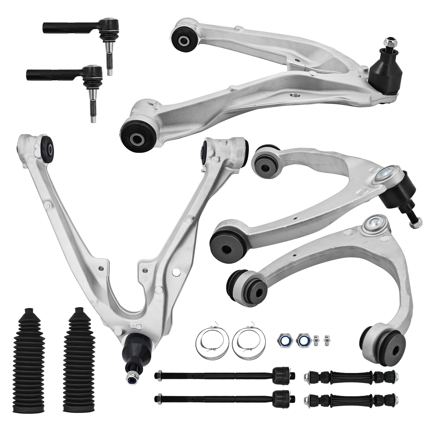 12 PCS Suspension Kit fit for Cadillac Escalade, Chevy Silverado 1500 Tahoe, GMC Sierra 1500 Yukon 2015-2016, includes Front Lower Upper Control Arms w/Sway Bar Tie Rods End Links Kits