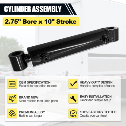  Hydraulic Liftgate Cylinder Assembly for Maxon GPT-25 GPT-3 Tuck-Under Lift Gate, 2.75" Bore x 10" Stroke, S/LB/Bush