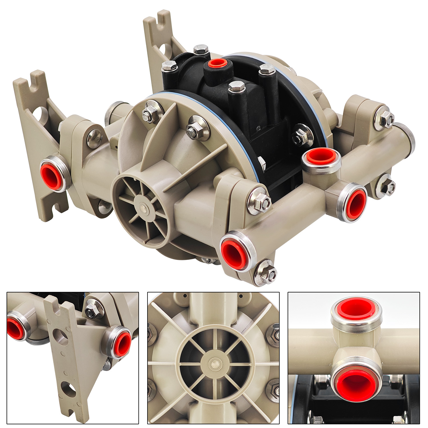 Pneumatic Diaphragm Pump for Classic Air Compressor,Polypropylene Fluid Caps & Manifold,13 GPM (49.2 LPM) Maximum Flow Rate 66605J344