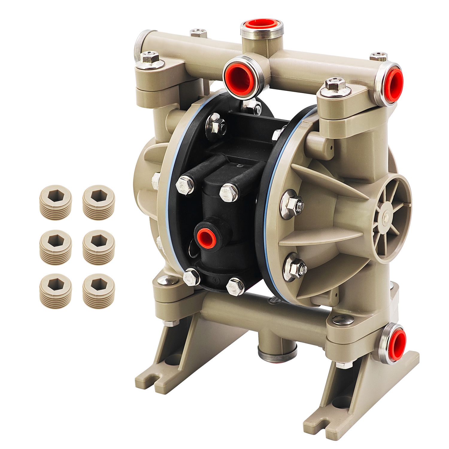 Pneumatic Diaphragm Pump for Classic Air Compressor,Polypropylene Fluid Caps & Manifold,13 GPM (49.2 LPM) Maximum Flow Rate 66605J344