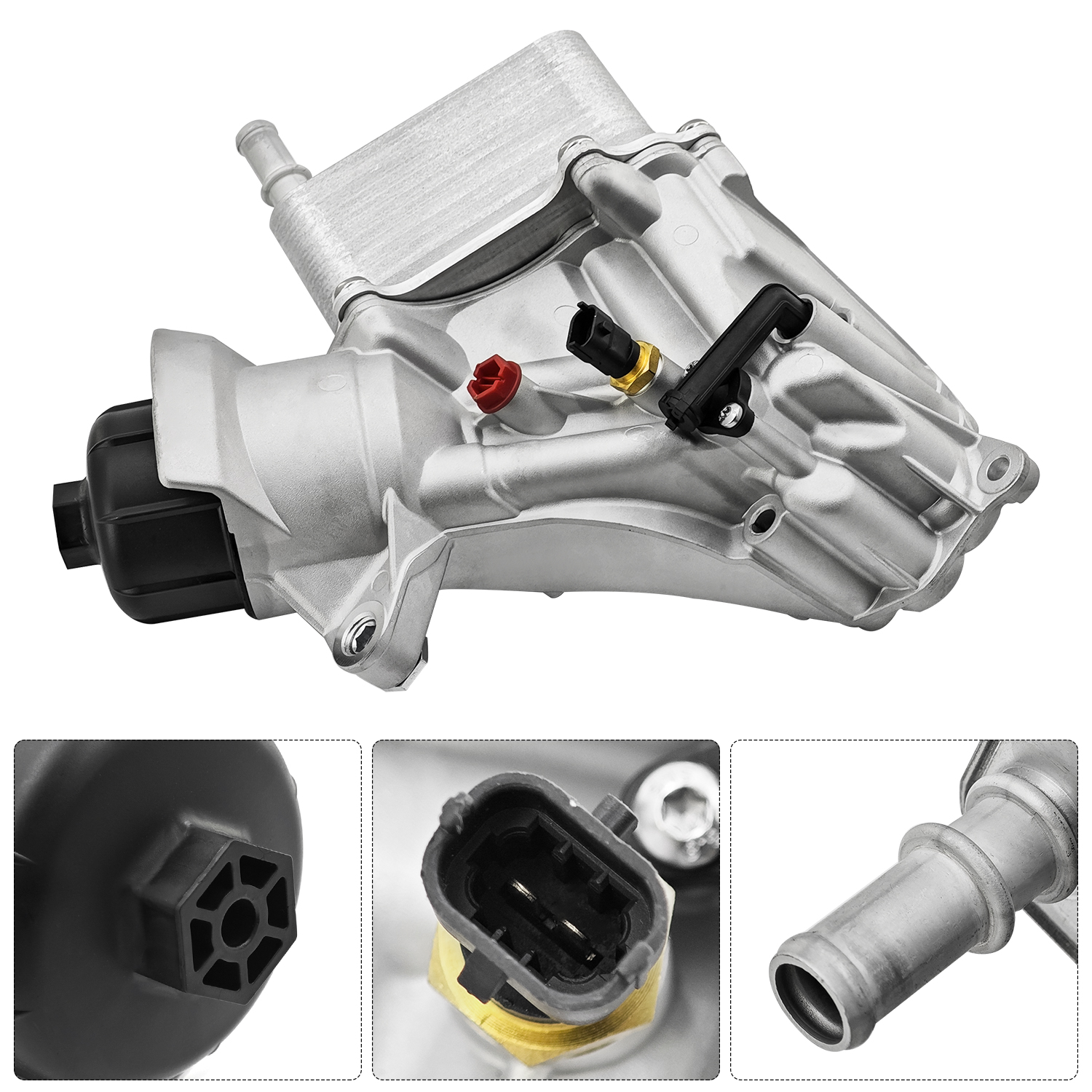 Aluminum Engine Oil Cooler Filter Housing Compatible with Ram 1500 3.0L V6 diesel 2014-2019