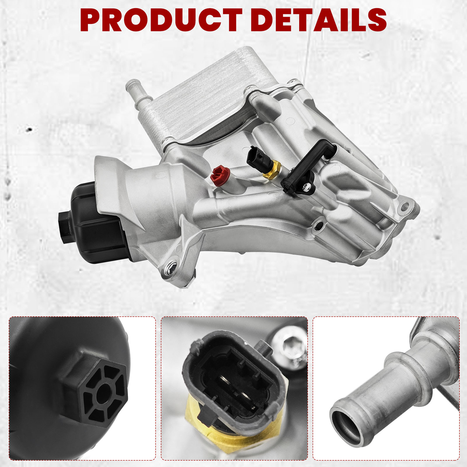 Aluminum Engine Oil Cooler Filter Housing Compatible with Ram 1500 3.0L V6 diesel 2014-2019