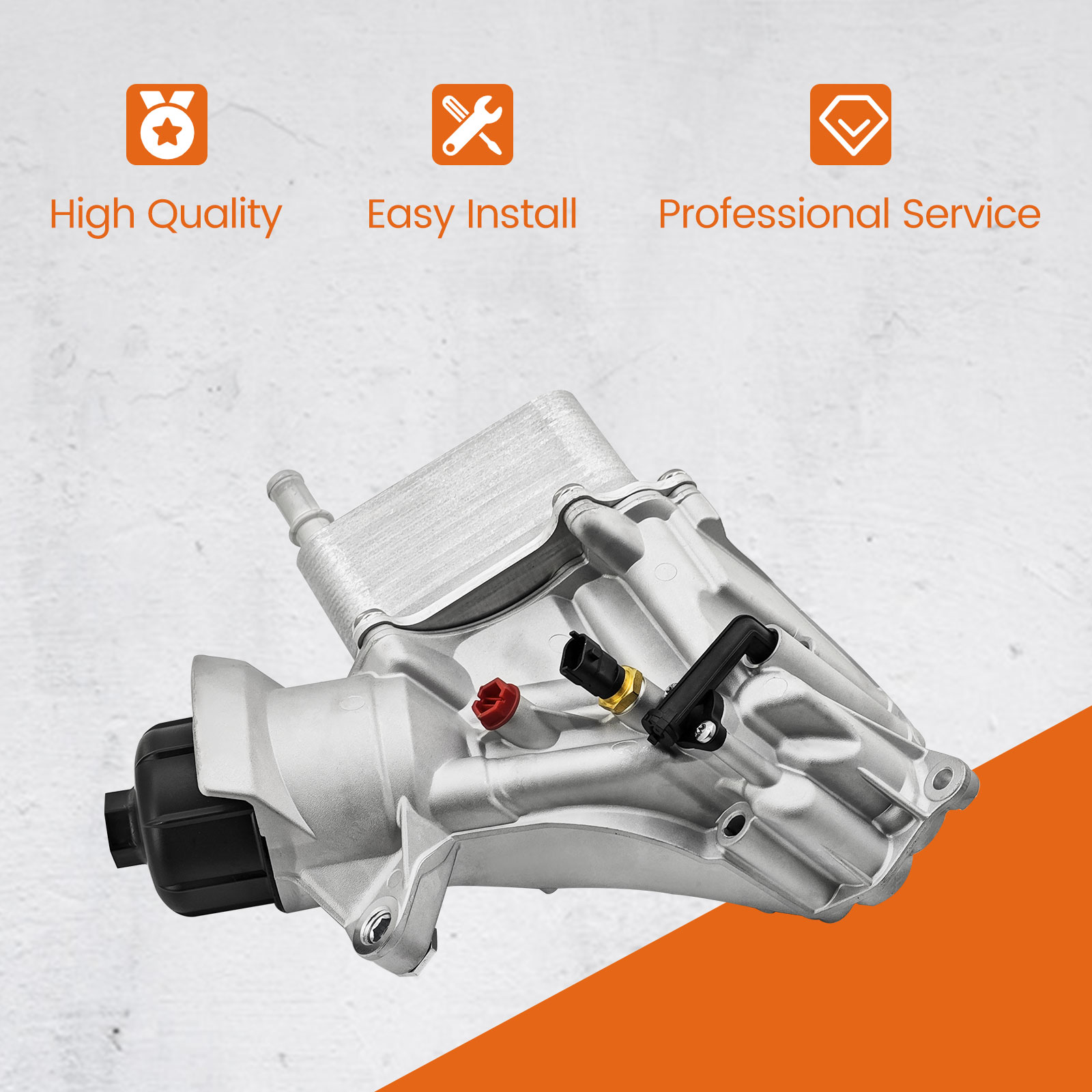Aluminum Engine Oil Cooler Filter Housing Compatible with Ram 1500 3.0L V6 diesel 2014-2019