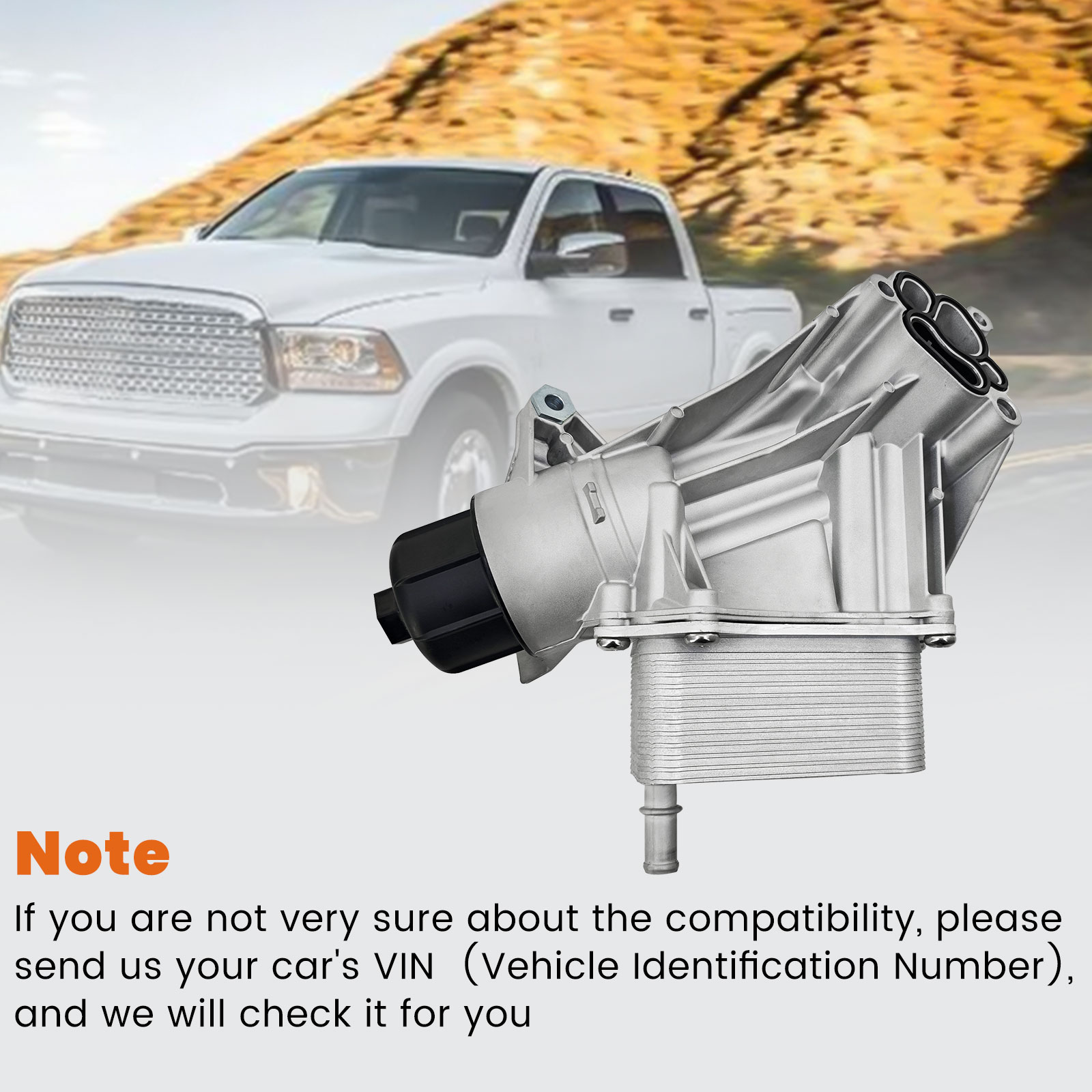 Aluminum Engine Oil Cooler Filter Housing Compatible with Ram 1500 3.0L V6 diesel 2014-2019