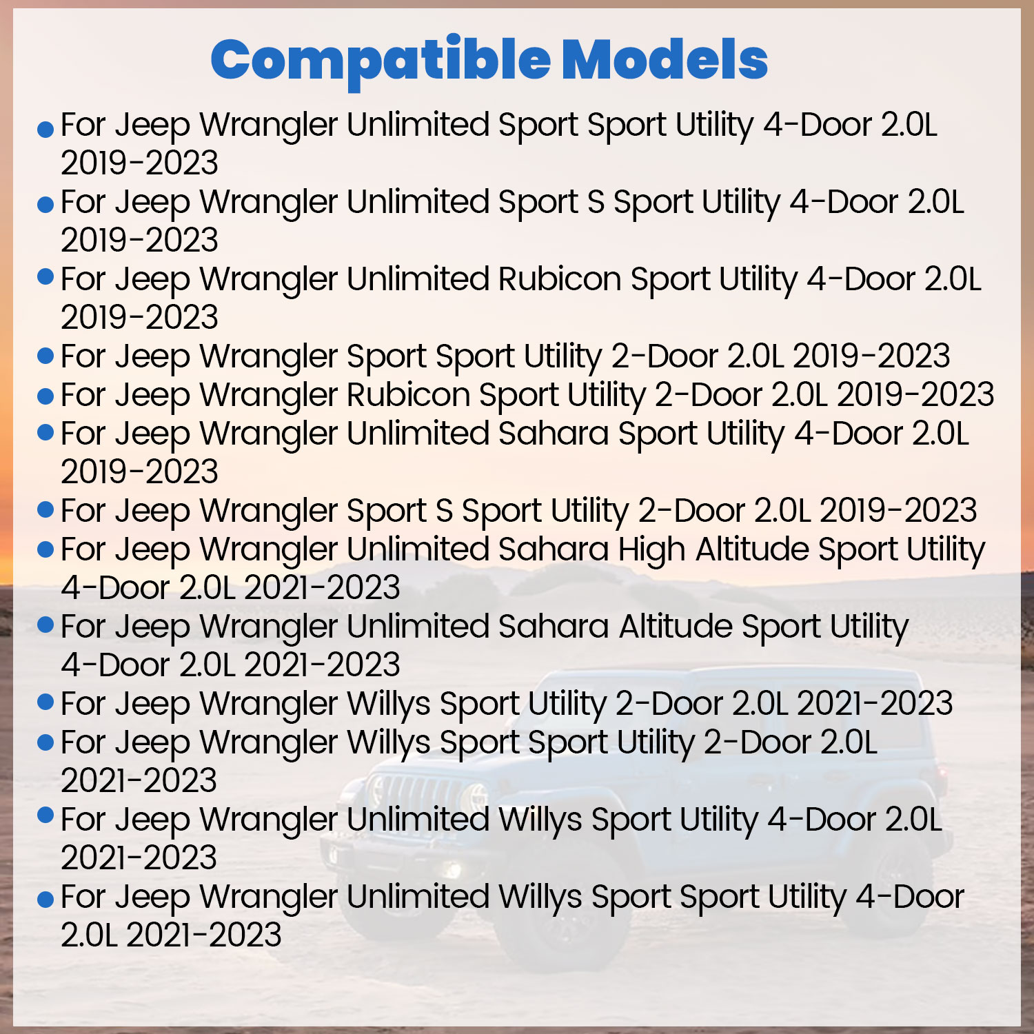 12V 240A Alternator for Jeep Wrangler Unlimited Sport 2019-2023 2.0L