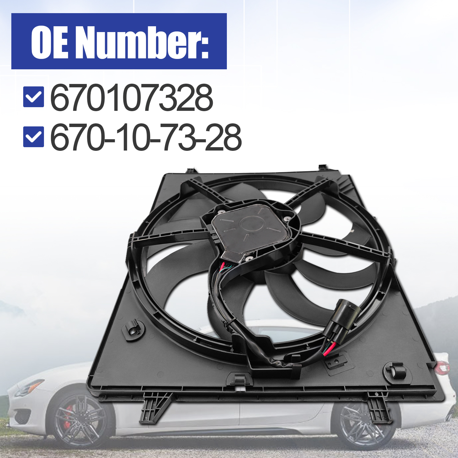 Radiator Fan Compatible with Maserati Ghibli, Quattroporte, Levante 2017-2023 3.0L V6