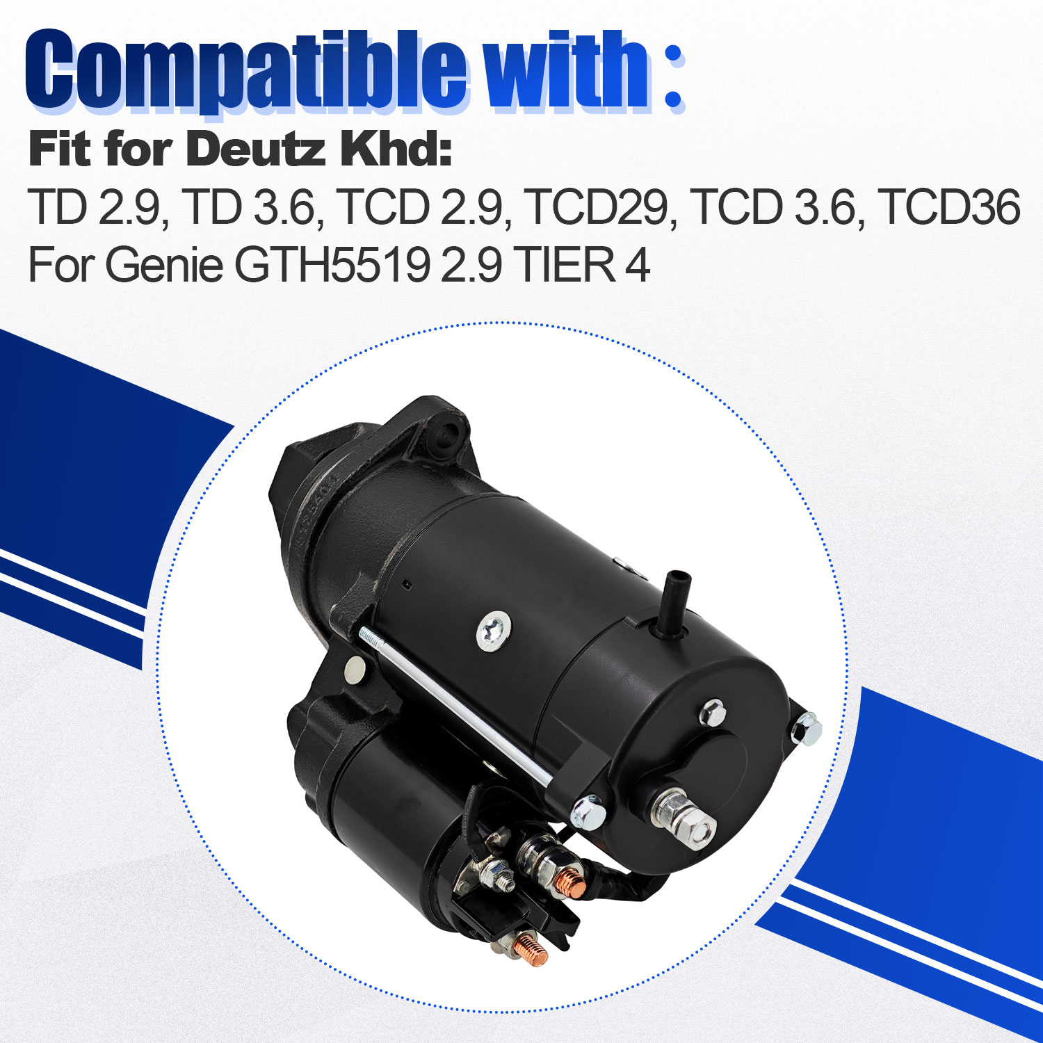 Starter Compatible with Deutz KHD TCD 2.9 TCD29 TD 2.9 TD 3.6 TCD 3.6 TCD36