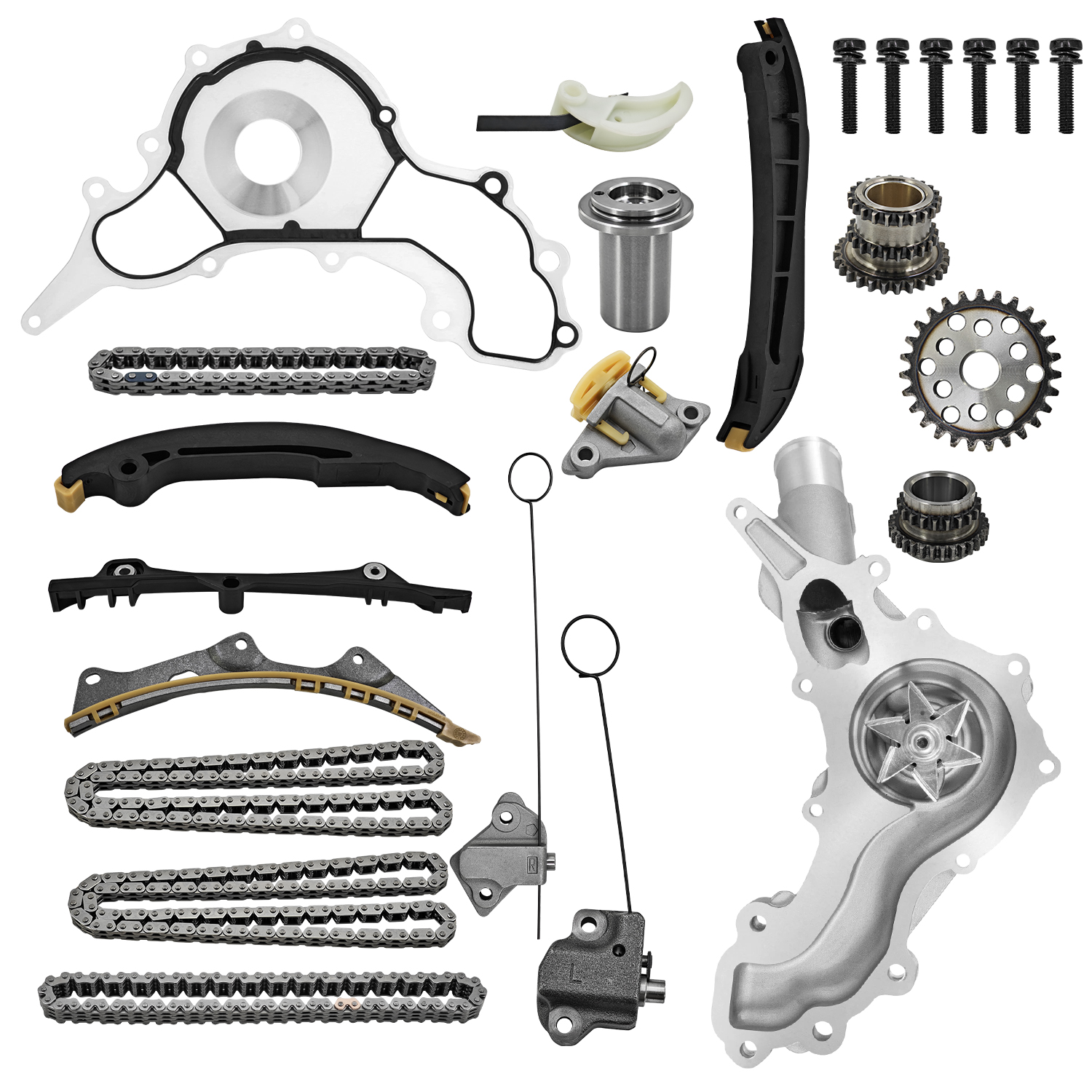 Timing Chain Kit w/Water Pump for Upg Pentastar V6 3.6L Engine (2016+) for Ram 1500/ ProMaster, for Chrysler Pacifica/Voyager