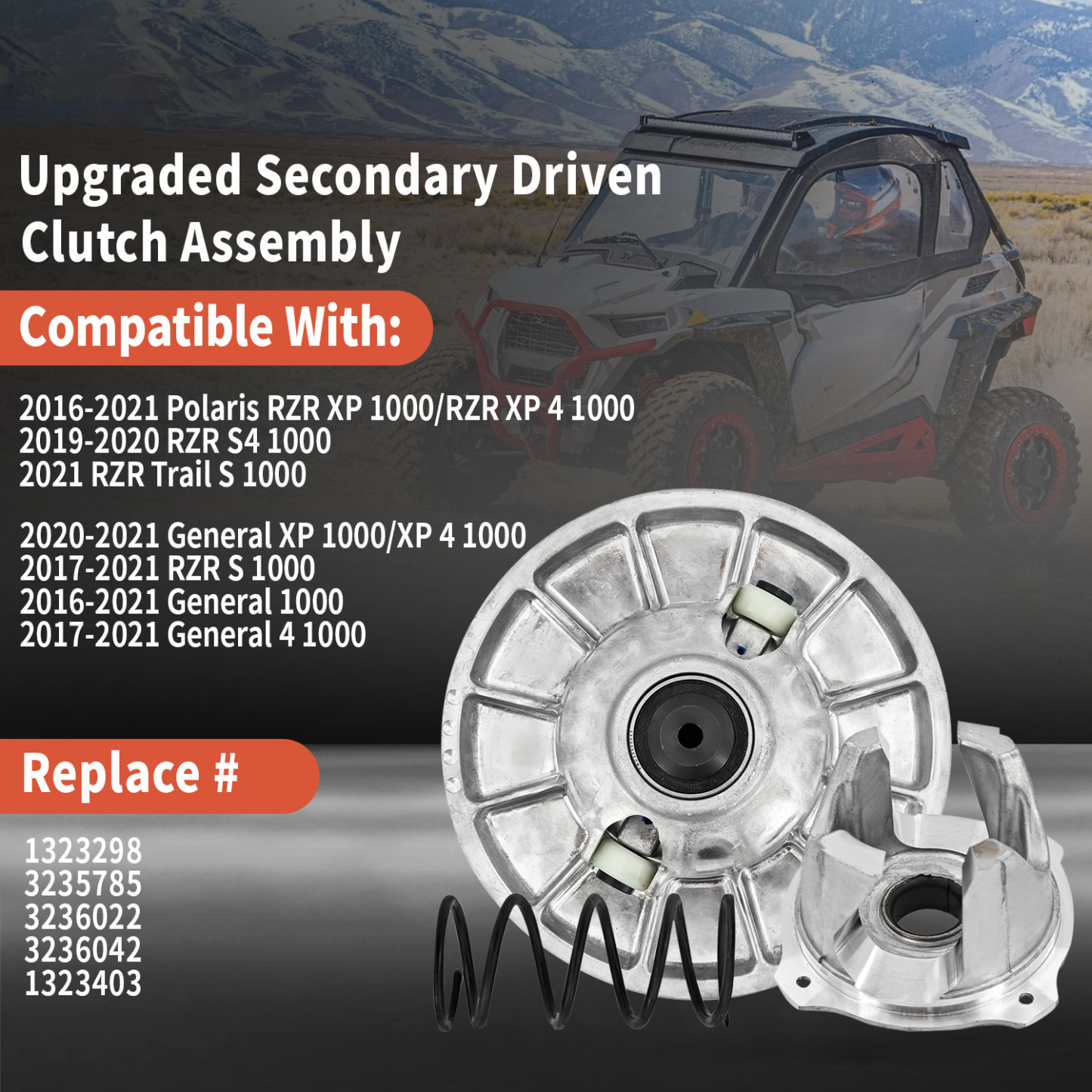 Secondary Driven Clutch Assembly Compatible with 2016-2021 Polaris RZR XP 1000/RZR XP 4 1000,2020-2021 General XP 1000/XP 4 1000,2017-2021 RZR S 1000