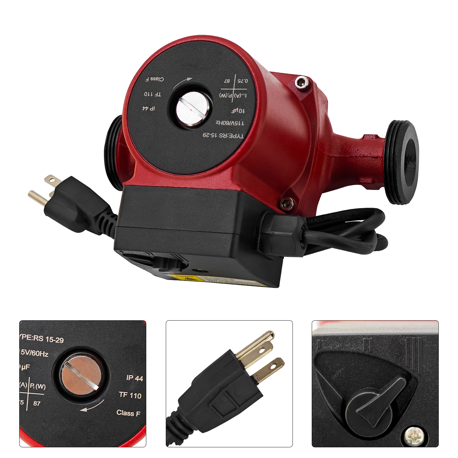 115V Circulator Pump Replacement fit for Grundfos UP15-29SU – for Radiant, Hydronic, Fan Coil, and Solar Heating Systems, 1-1/2" to 1-1/4" Union