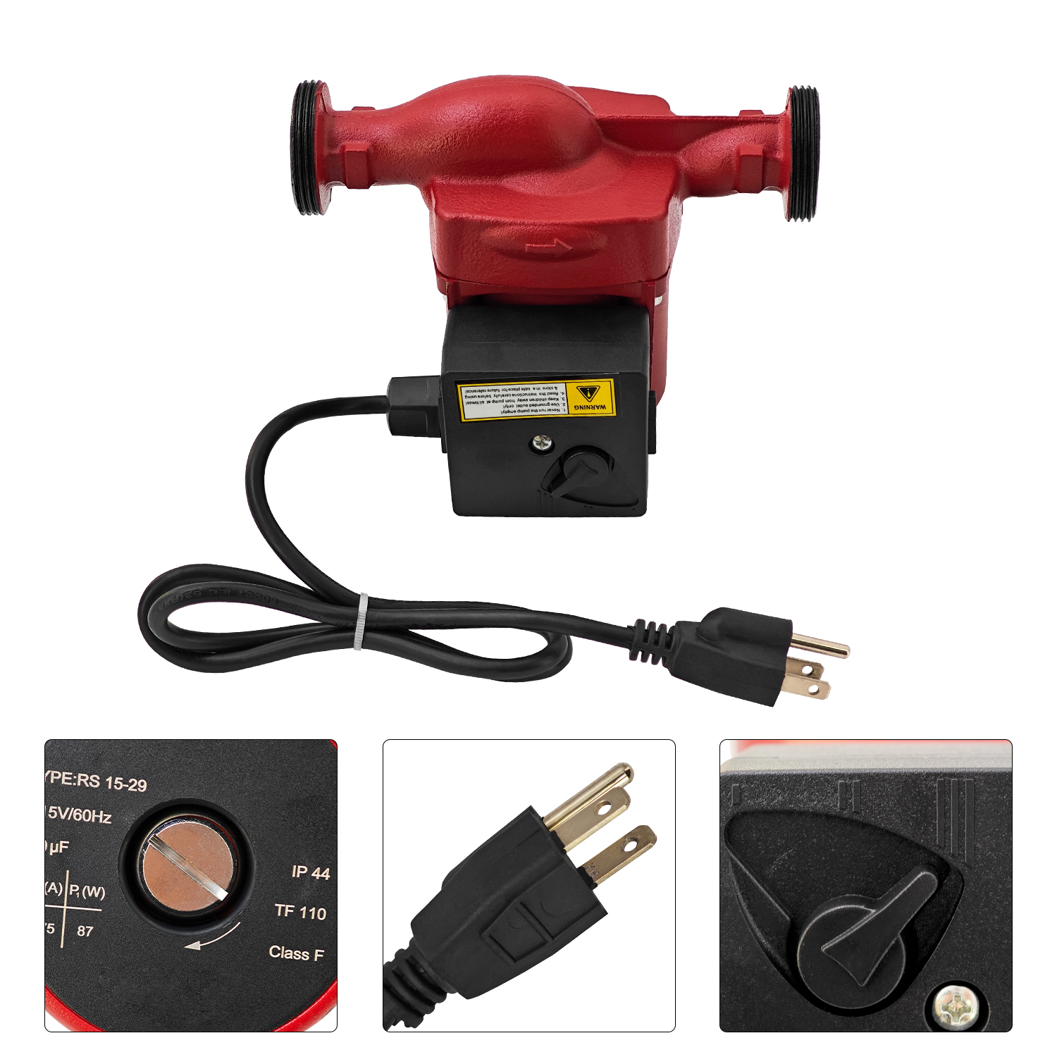 115V Circulator Pump Replacement fit for Grundfos UP15-29SU – for Radiant, Hydronic, Fan Coil, and Solar Heating Systems, 1-1/2" to 1-1/4" Union