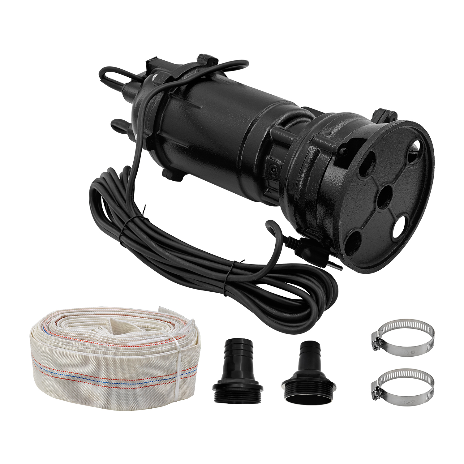 2HP 220V Submersible Sump Pump, 6498GPH Cast Iron Sewage/Effluent Pump 1500w with Automatic Float Switch and 66ft Hose for Sump Basin, Basement, Residential Sewage, 2'' NPT Discharge