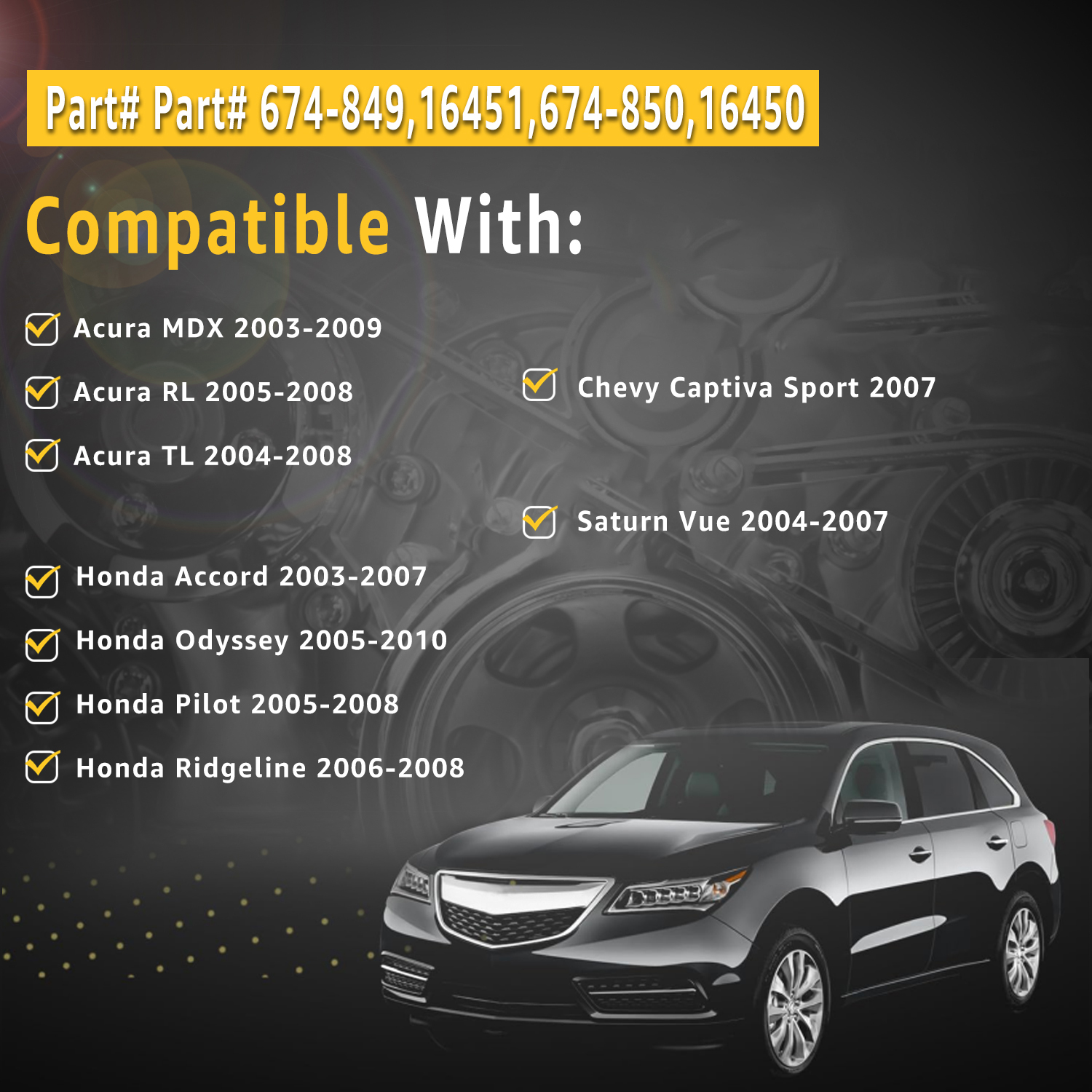 Front & Rear Catalytic Converter fit for Acura 2003-2008 Honda 2003-2010,Captiva Sport 2007/Saturn Vue: 2004-2007 (Non-CARB Compliant)