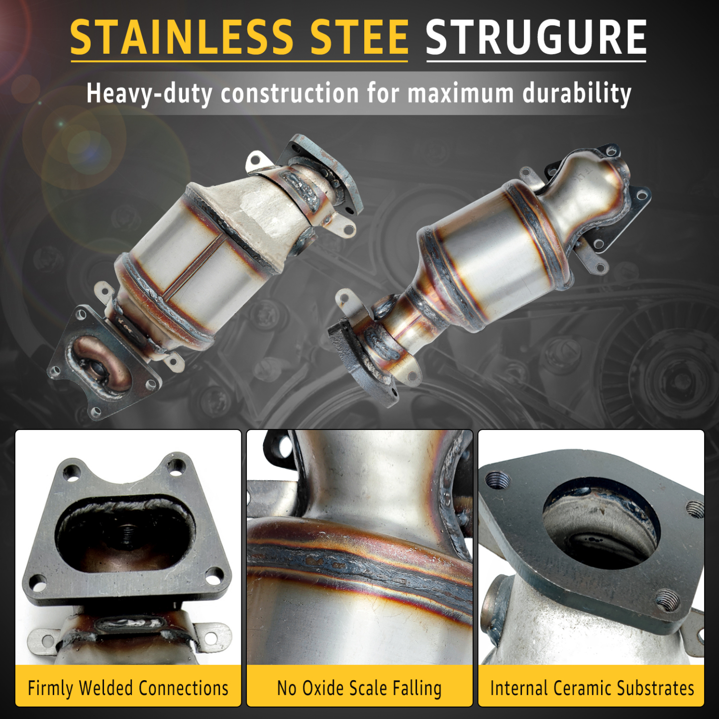 Front & Rear Catalytic Converter fit for Acura 2003-2008 Honda 2003-2010,Captiva Sport 2007/Saturn Vue: 2004-2007 (Non-CARB Compliant)