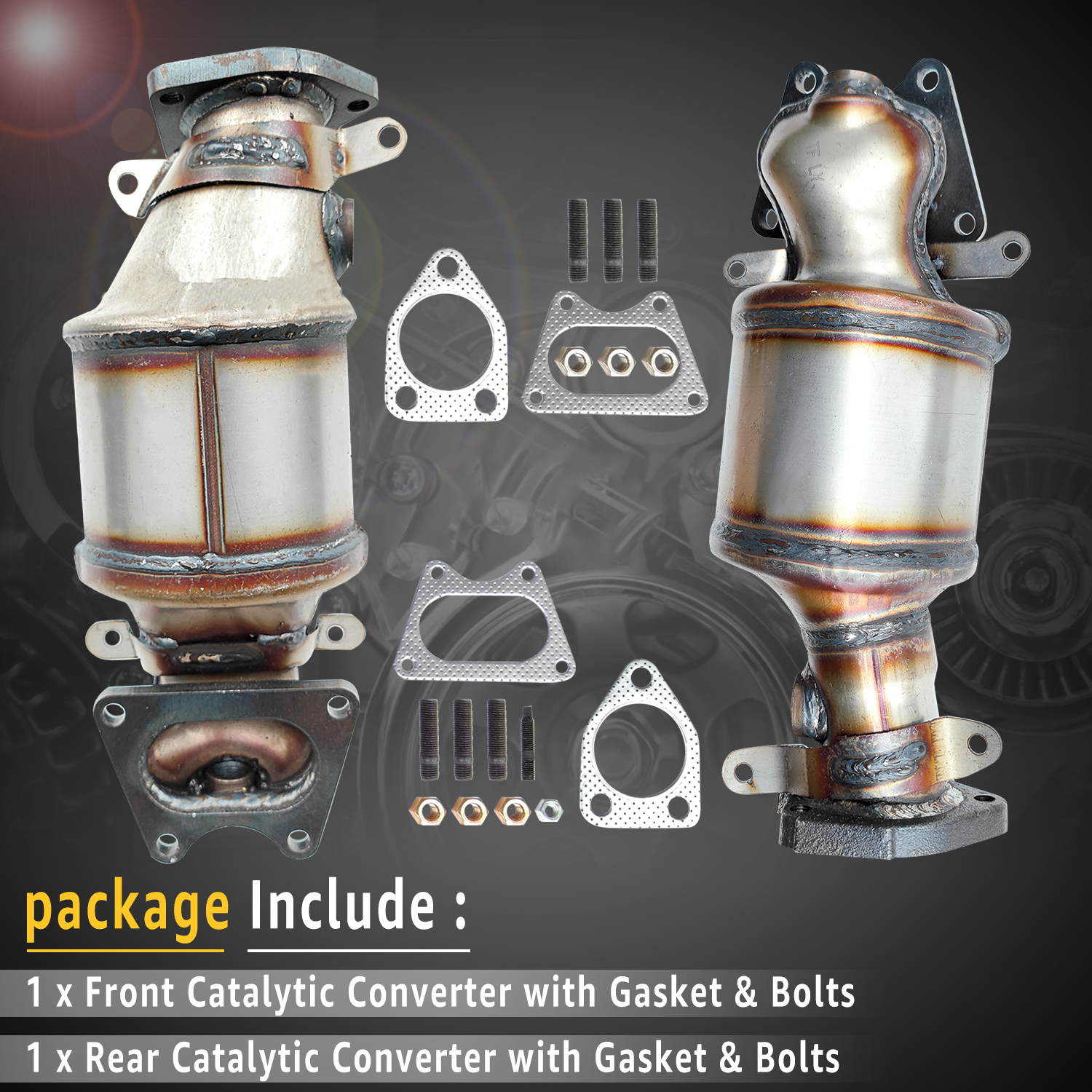 Front & Rear Catalytic Converter fit for Acura 2003-2008 Honda 2003-2010,Captiva Sport 2007/Saturn Vue: 2004-2007 (Non-CARB Compliant)