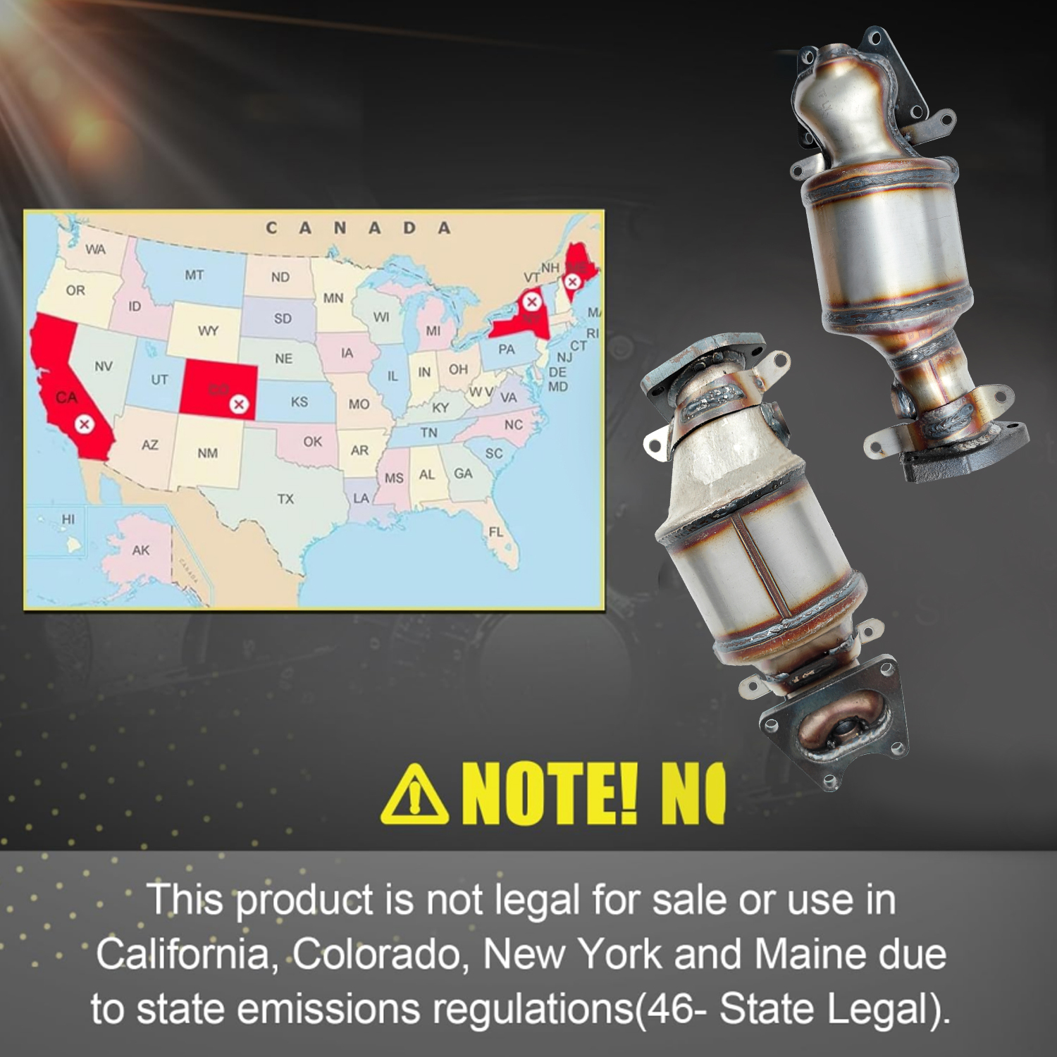 Front & Rear Catalytic Converter fit for Acura 2003-2008 Honda 2003-2010,Captiva Sport 2007/Saturn Vue: 2004-2007 (Non-CARB Compliant)