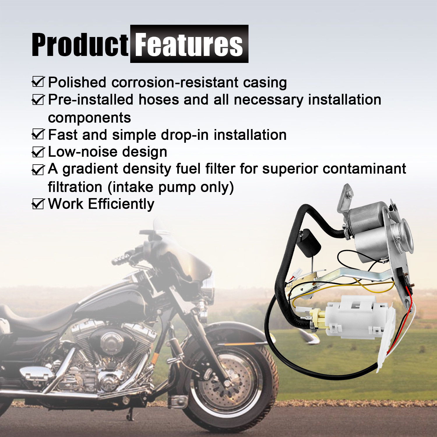 Fuel Pump Assembly for Harley-Davidson Electra Glide Road Glide Road King Road King 1995-1999