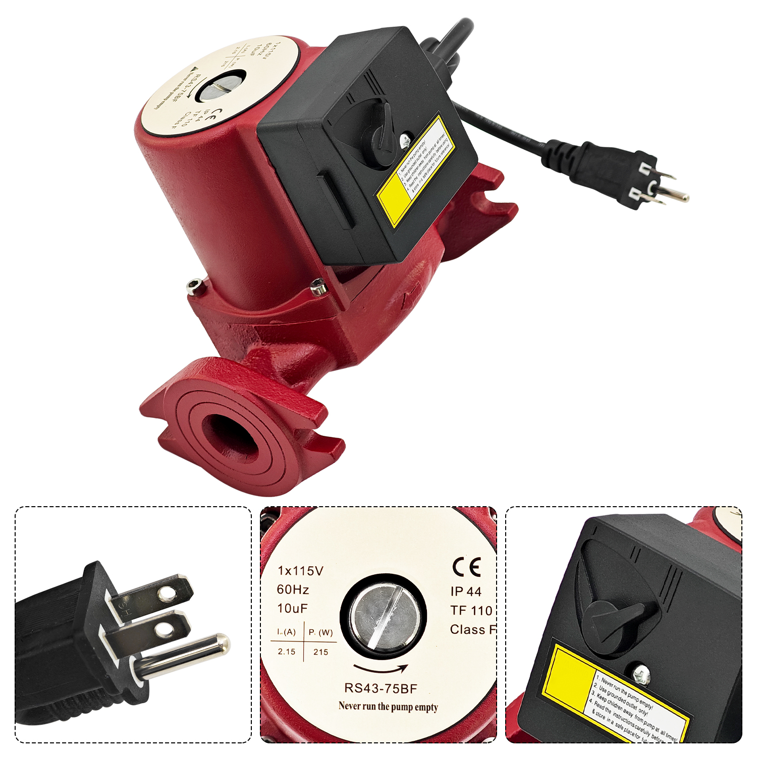 Circulation Pump Compatible with Grundfos 115V 1/6HP 3-Speed 