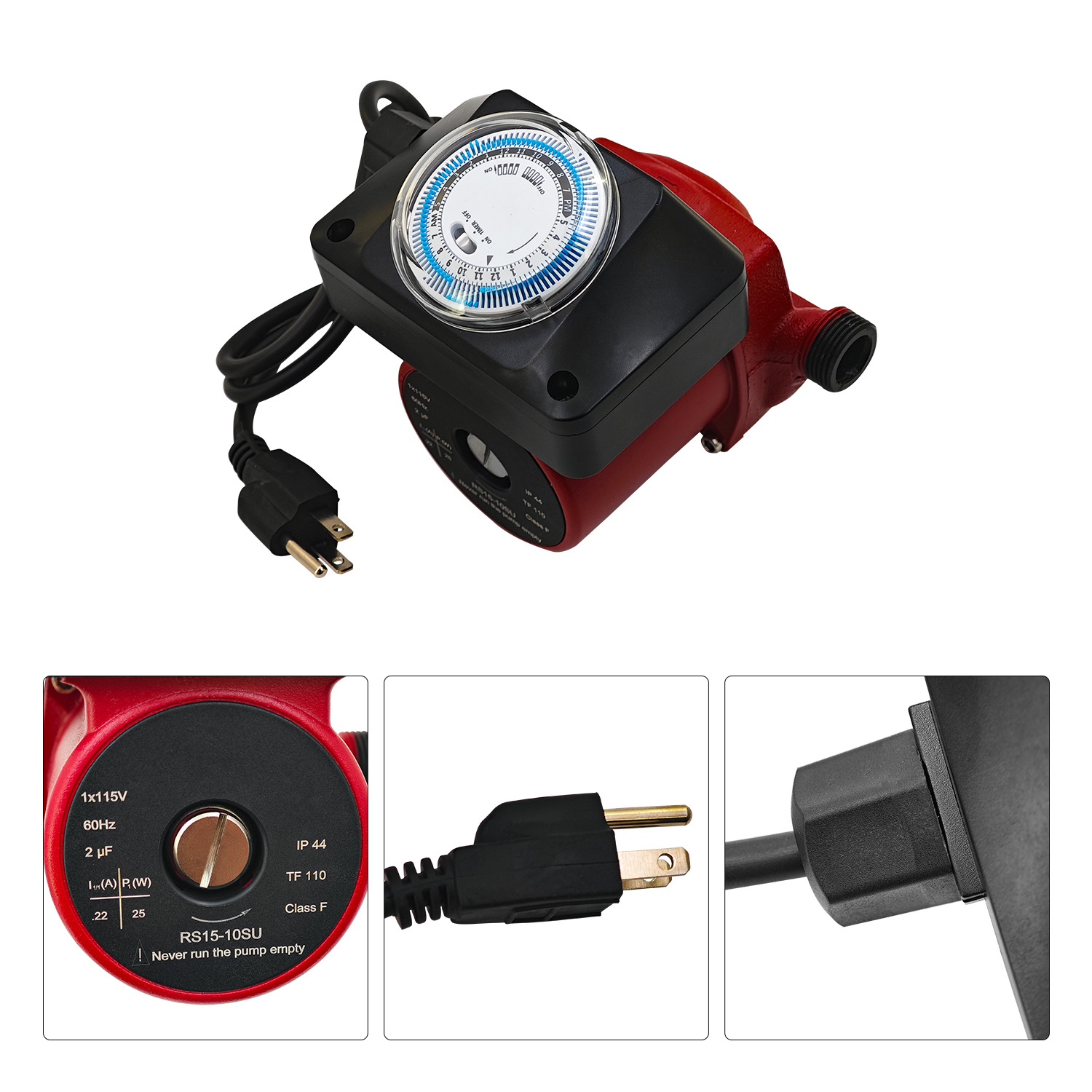 115V 1/25HP Hot Water Recirculating Pump Fit for Grundfos for House Heating System, 3/4" to 1/2" Union