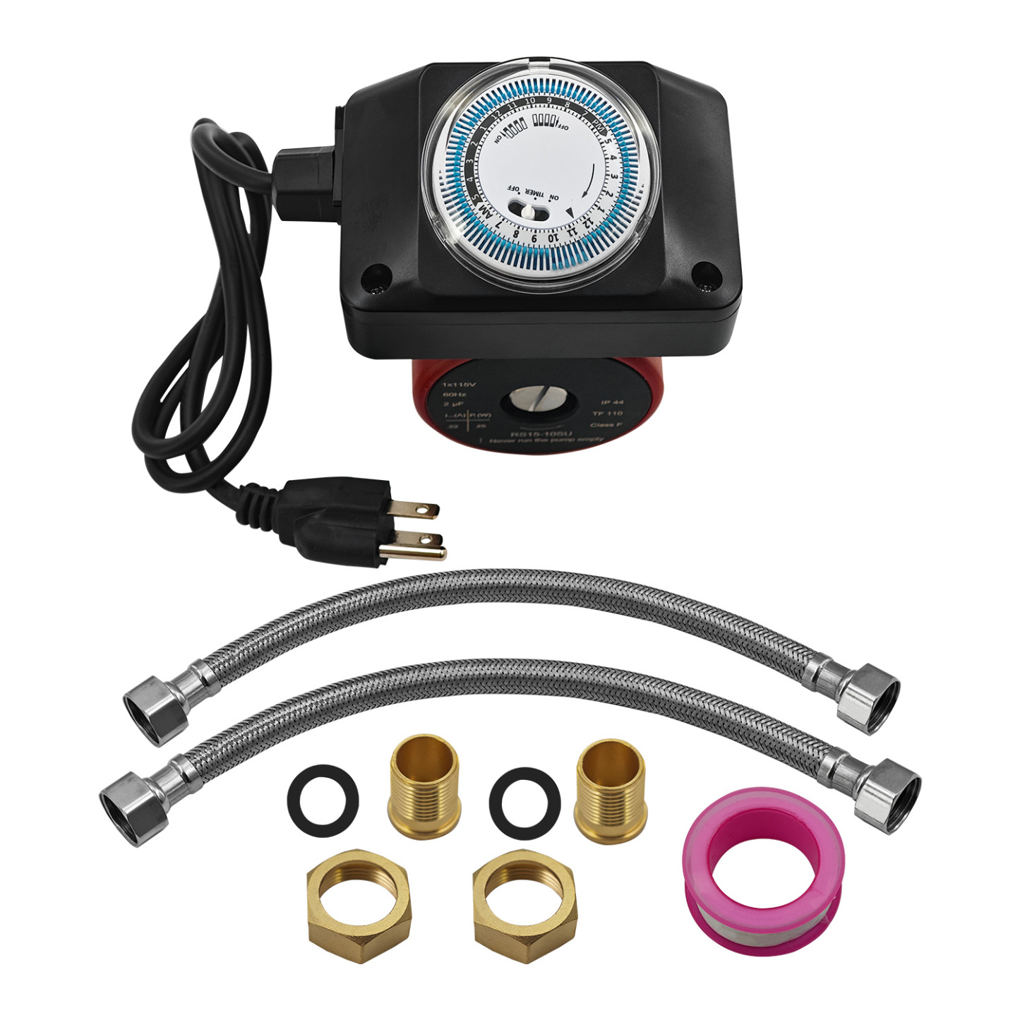 115V 1/25HP Hot Water Recirculating Pump Fit for Grundfos for House Heating System, 3/4" to 1/2" Union