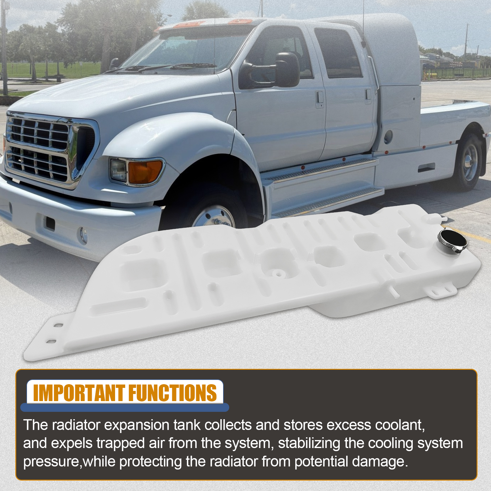 Radiator Overflow Coolant Reservoir Tank with Cap for Ford Truck F650 F750 2000-2003