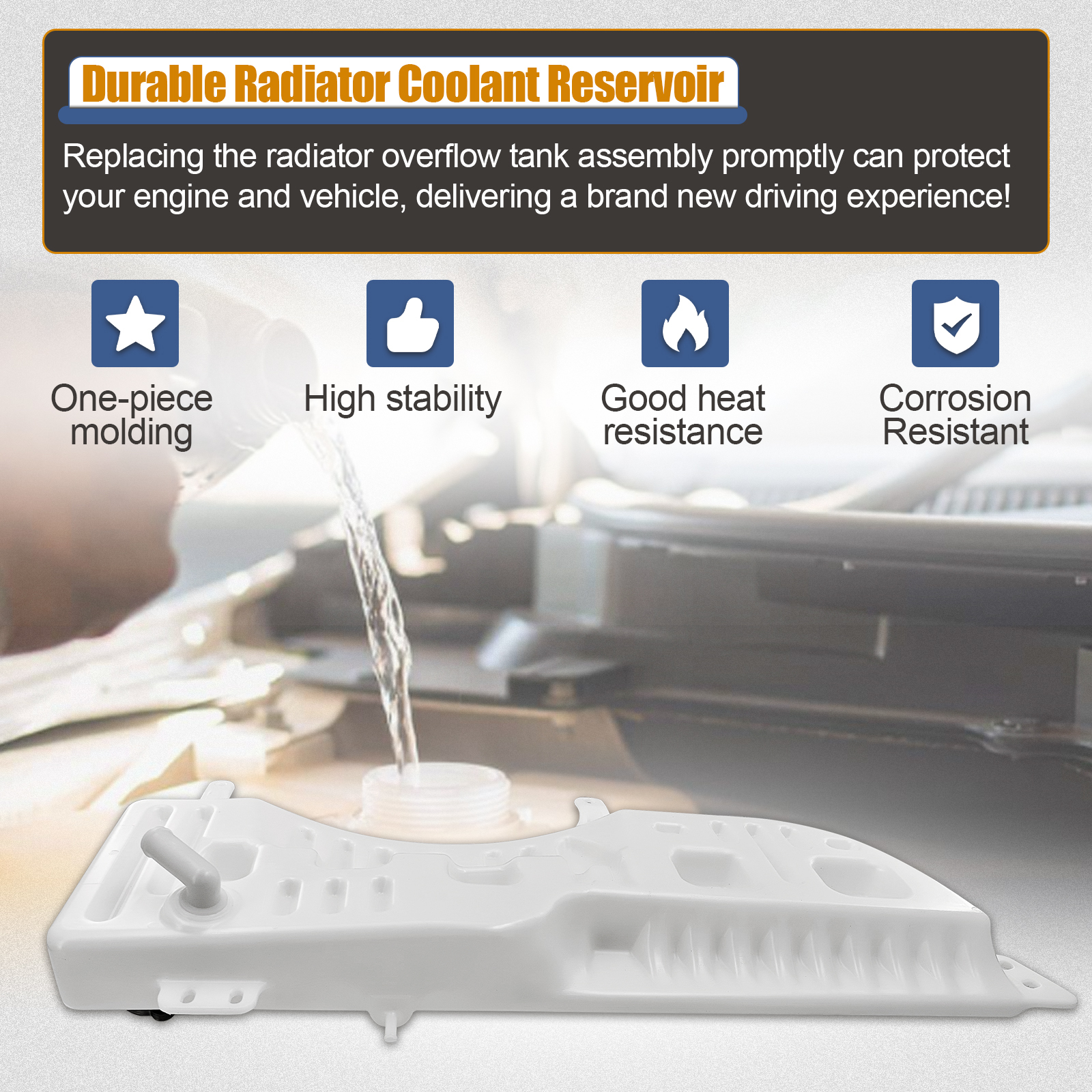 Radiator Overflow Coolant Reservoir Tank with Cap for Ford Truck F650 F750 2000-2003