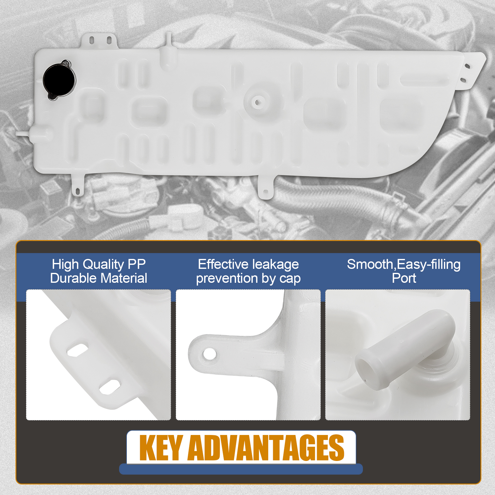 Radiator Overflow Coolant Reservoir Tank with Cap for Ford Truck F650 F750 2000-2003