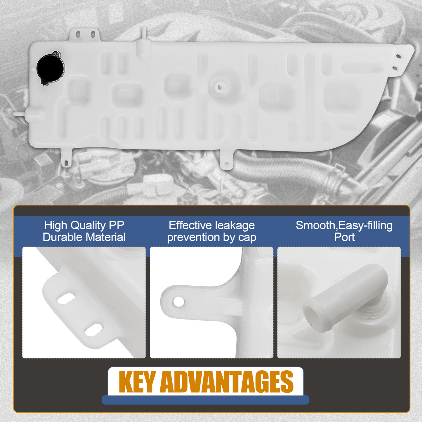 Radiator Overflow Coolant Reservoir Tank with Cap for Ford Truck F650 F750 2000-2003