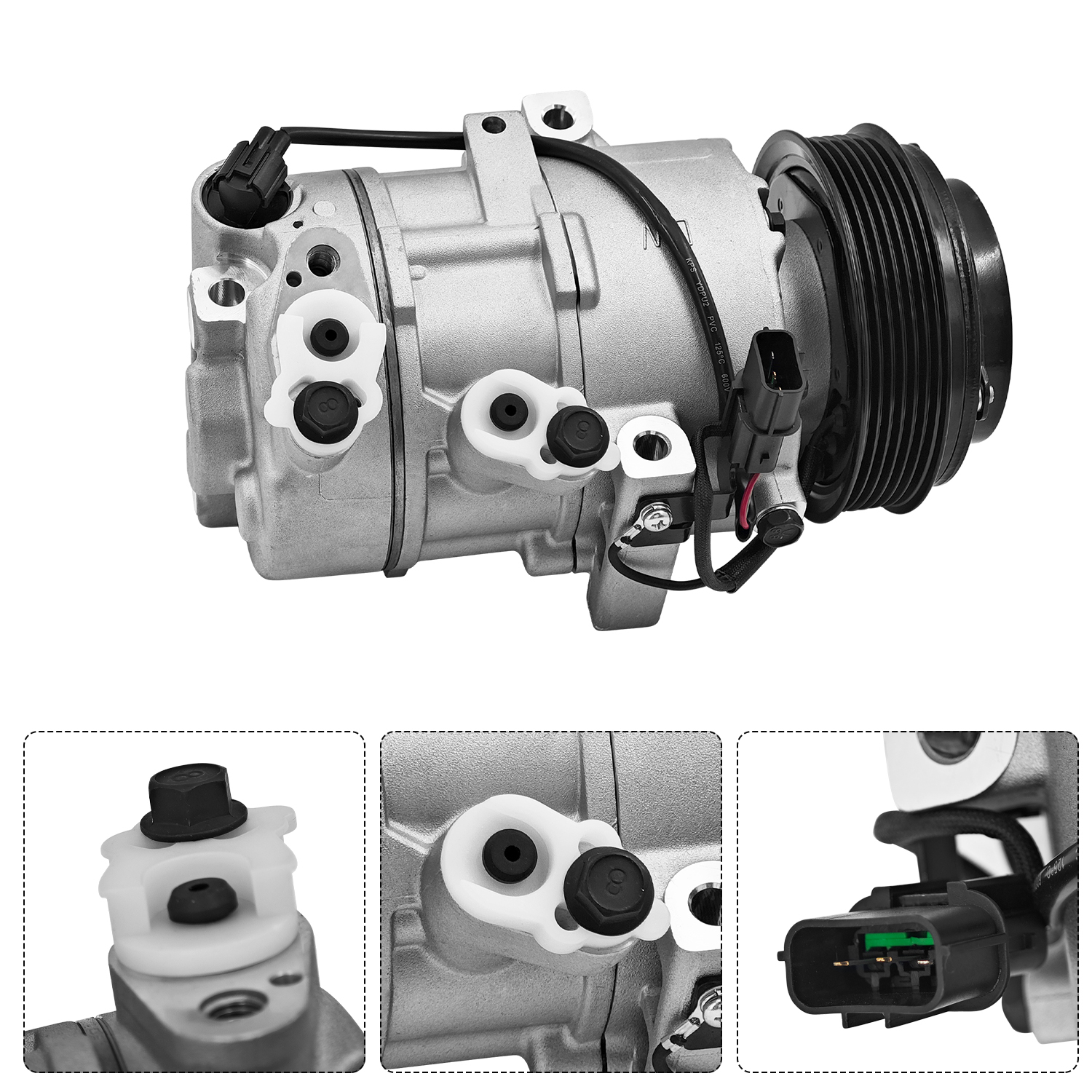 6 Slots AC Compressor w/Clutch for Hyundai Tucson 2018-2022 with 2016+ KIA Sportage