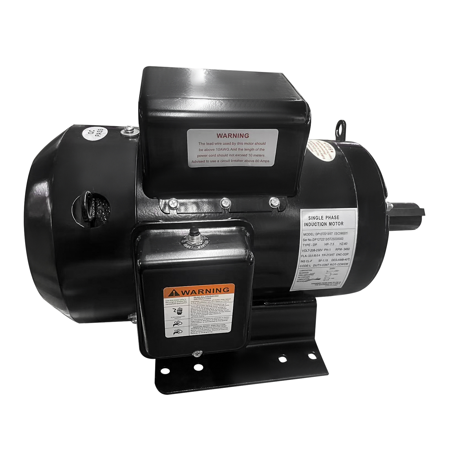 Air Compressor Motor 7.5HP 230V fit for Ingersoll Rand Single Phase 3450 RPM 213T Frame